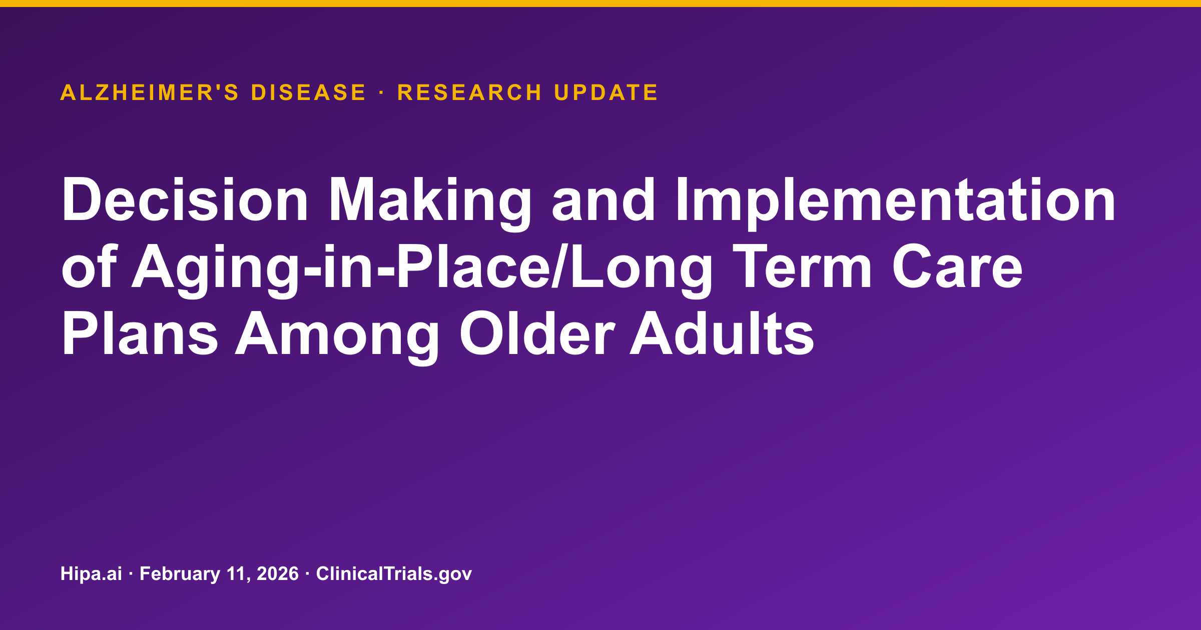 Alzheimer's Disease: Social Support Linked to Long-Term Care Planning — research update card