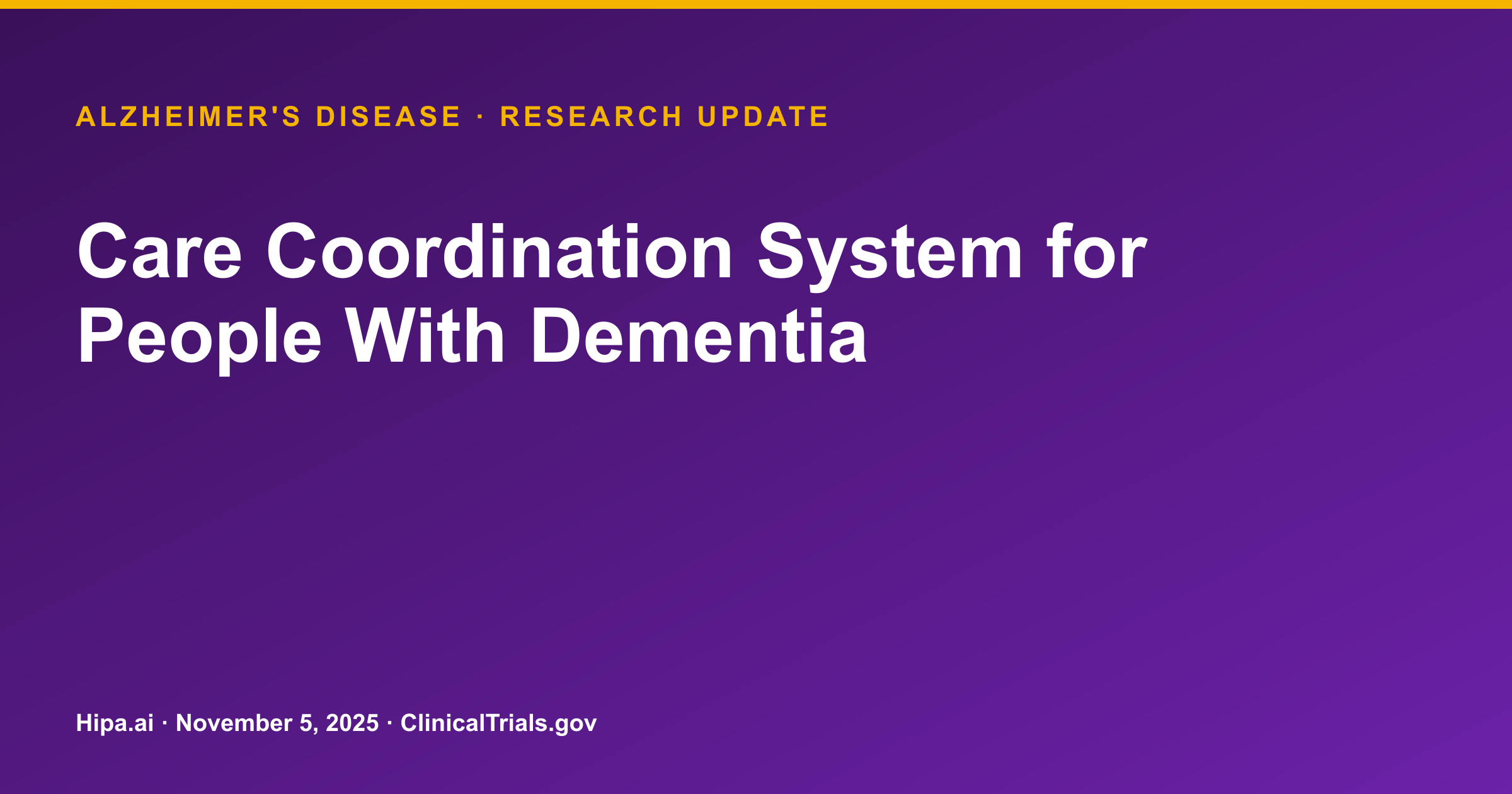 Alzheimer's Disease: Care Coordination System Reduces Caregiver Burden — research update card