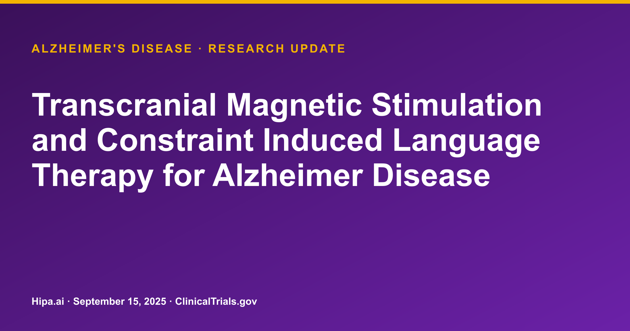 Alzheimer's Disease: TMS/CILT Shows Mixed Language Outcome Changes — research update card
