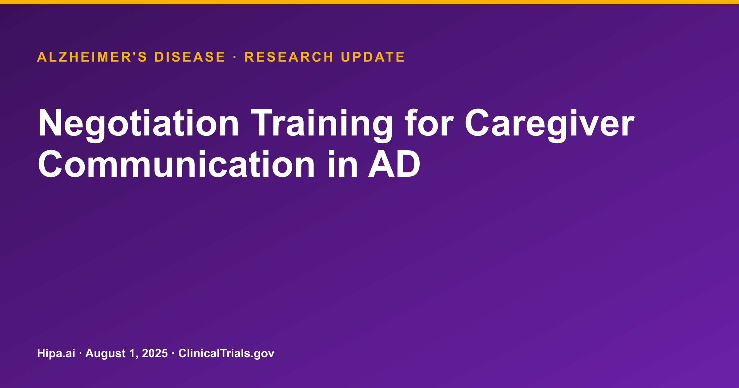 Alzheimer's Caregiver Negotiation Training Shows No Significant Impact on… — research update card