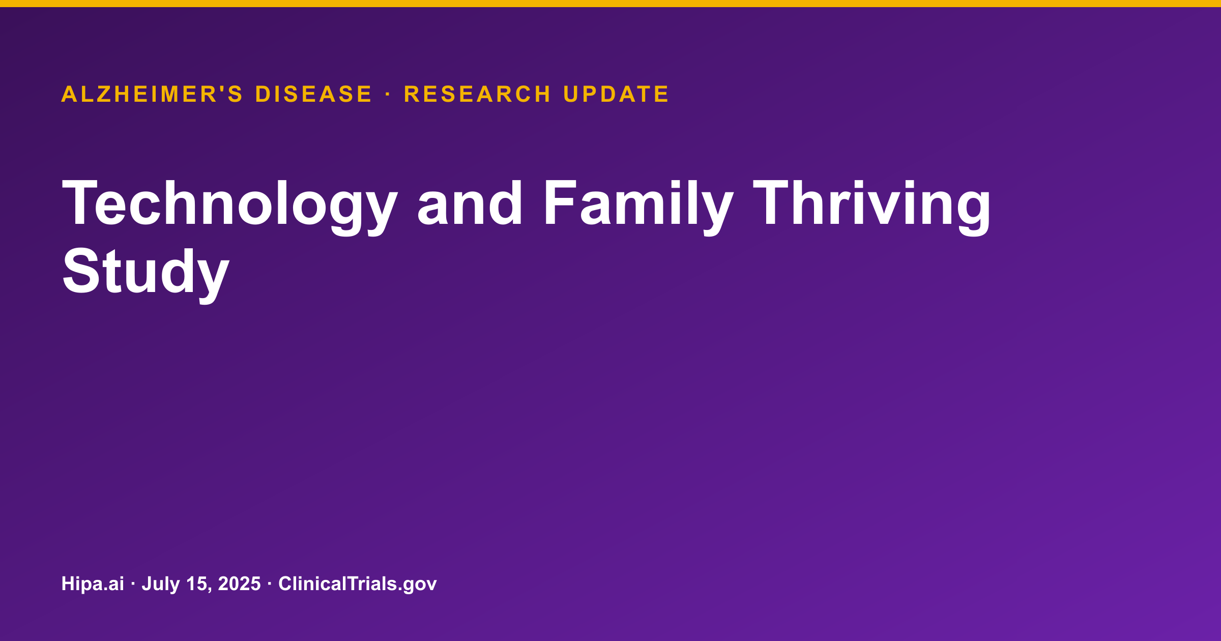 Alzheimer's Disease: Technology Study Posts Quality of Life Results — research update card