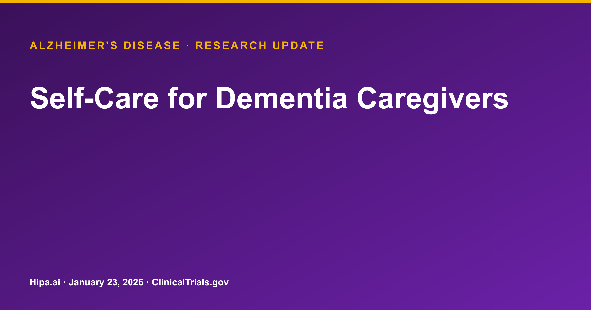 Self-Care for Dementia Caregivers Trial Posts Symptom Changes — research update card