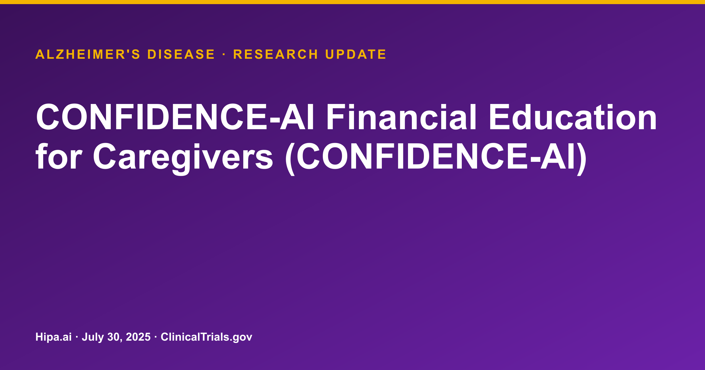 Alzheimer's Caregiver Trial: CONFIDENCE-AI Shows Reduced Financial Strain — research update card