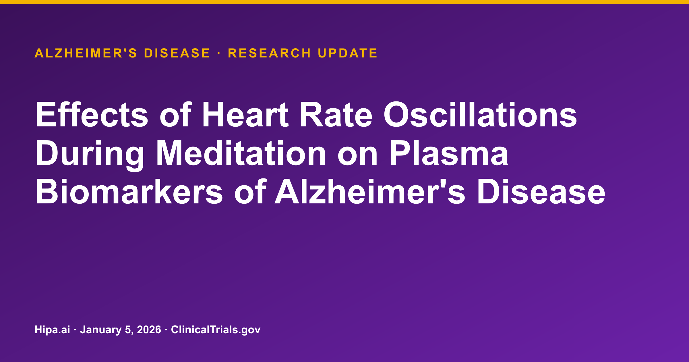 Alzheimer's Disease: Meditation Practices Reduce Plasma Amyloid Beta Levels — research update card