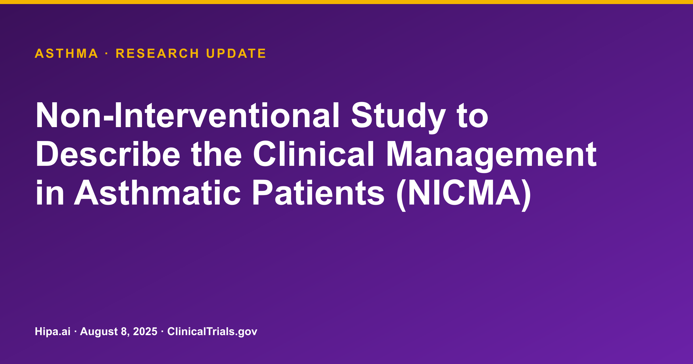 Asthma: Clinical Management Study Results Posted for 288 Patients — research update card