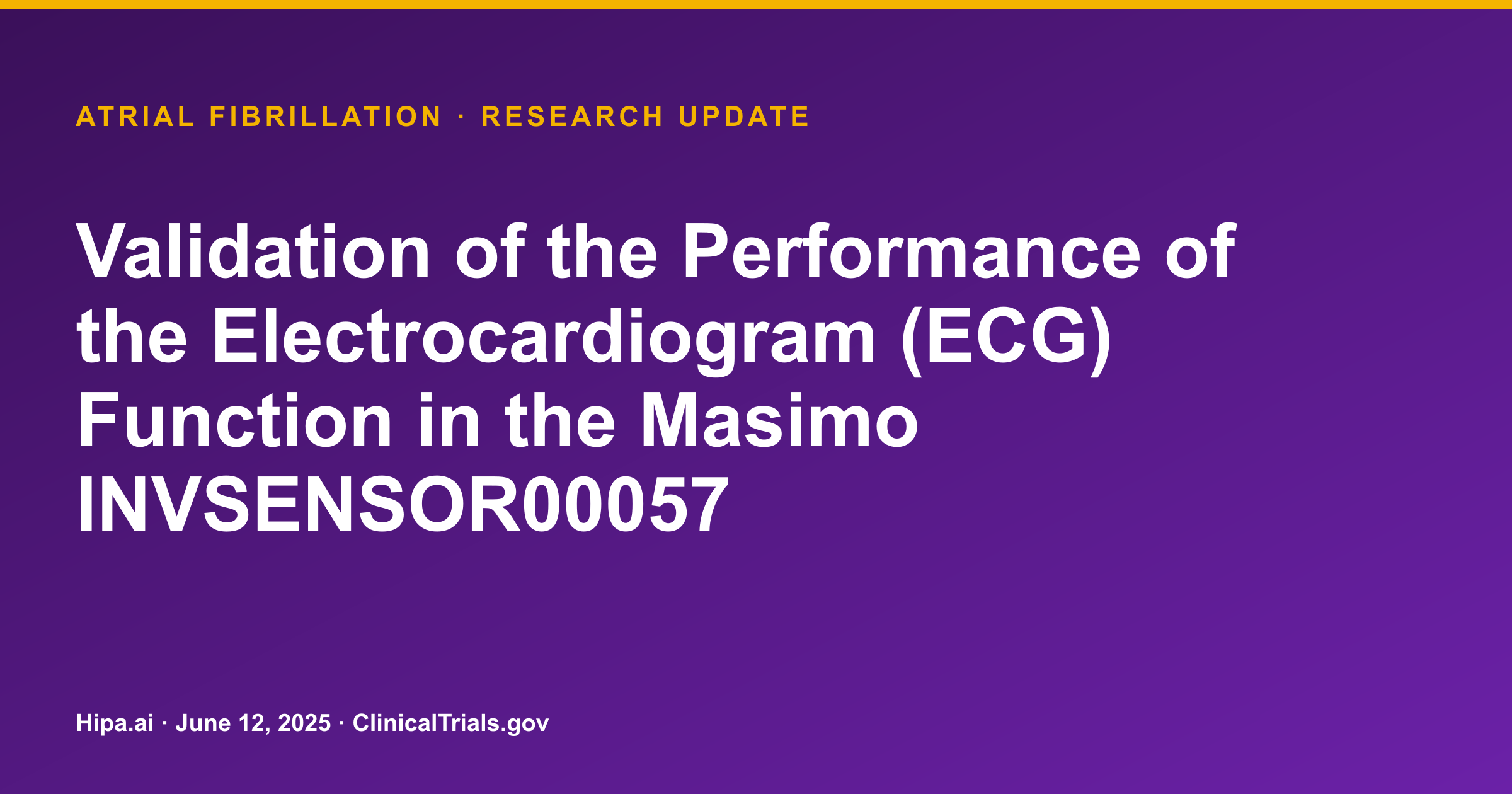Atrial Fibrillation: Masimo ECG Sensor Performance Validated — research update card