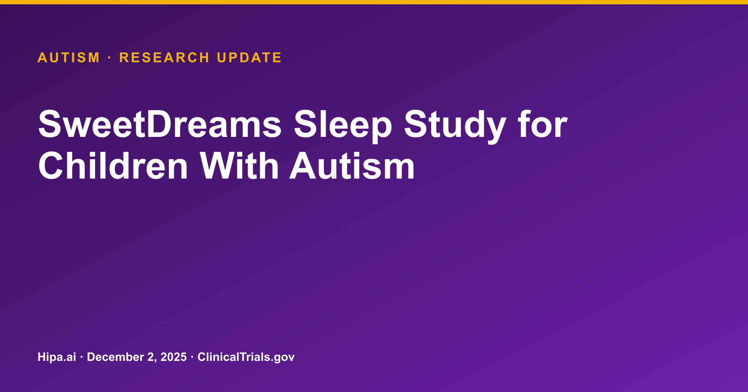 Autism: SweetDreams Intervention Improves Sleep Habits in Children — research update card