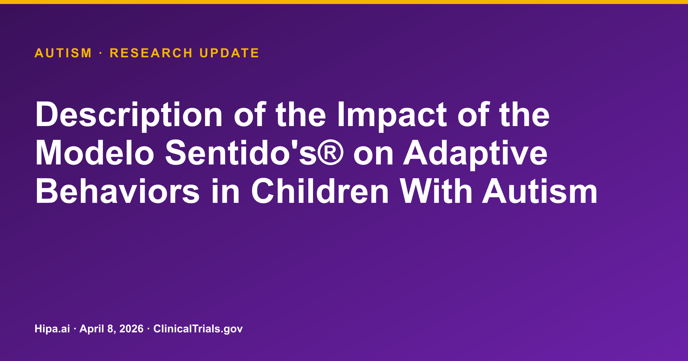 Autism: Sentido's® Model shows significant adaptive behavior gains — research update card