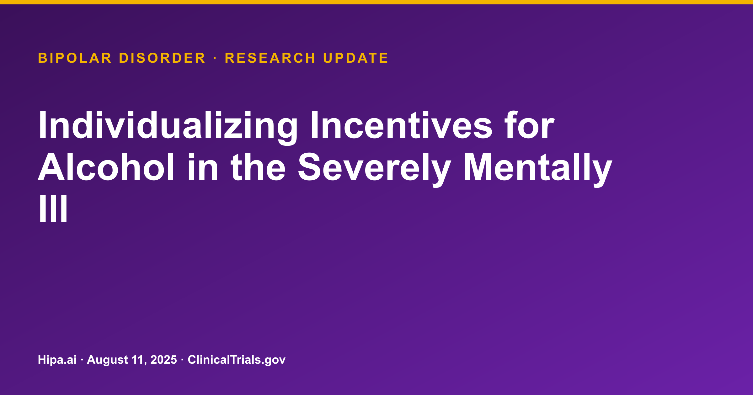 Bipolar Disorder: Contingency Management Shows Similar Alcohol Outcomes — research update card