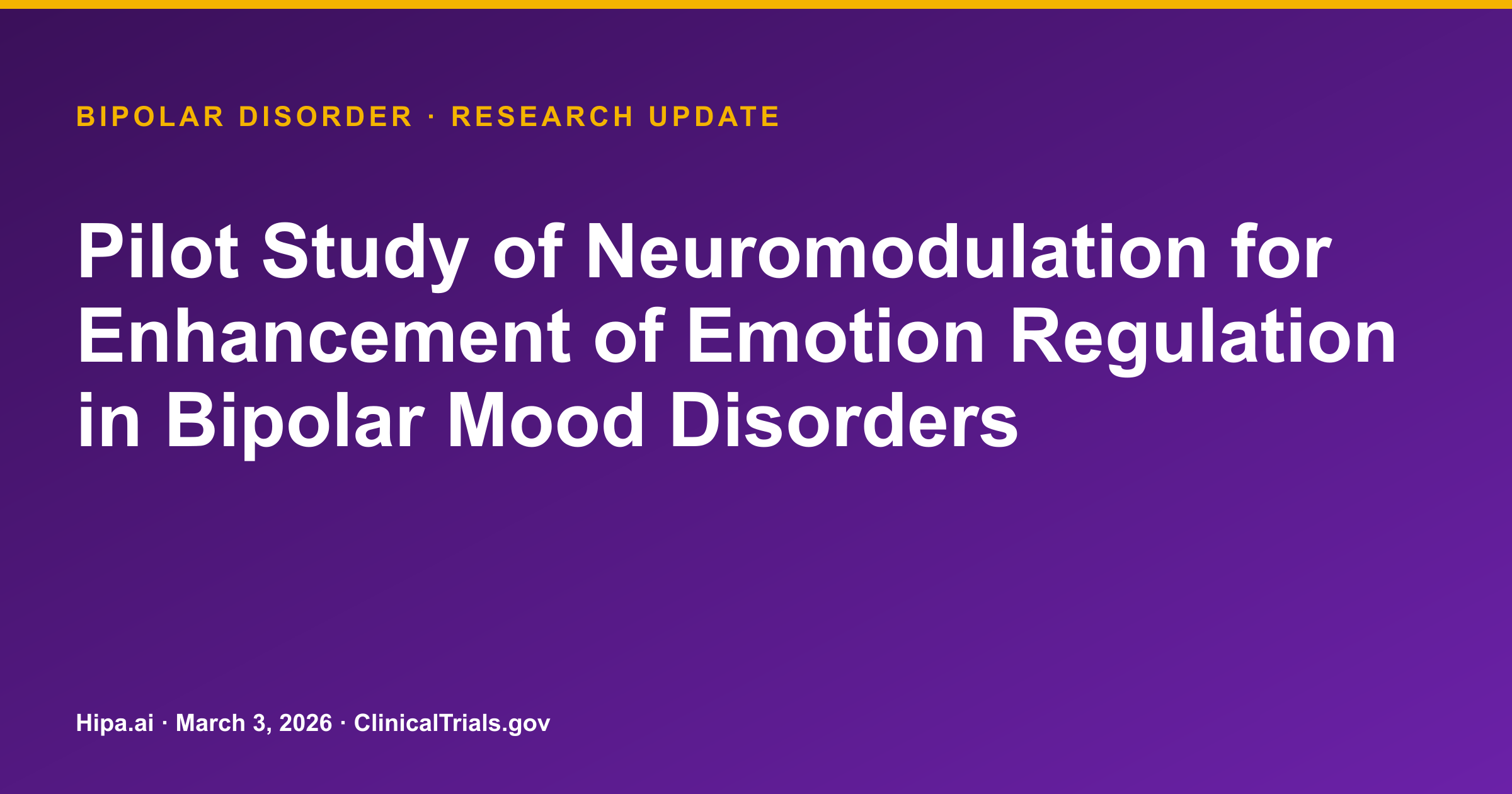Bipolar Disorder: TMS Pilot Results Show Improved Emotion Regulation — research update card