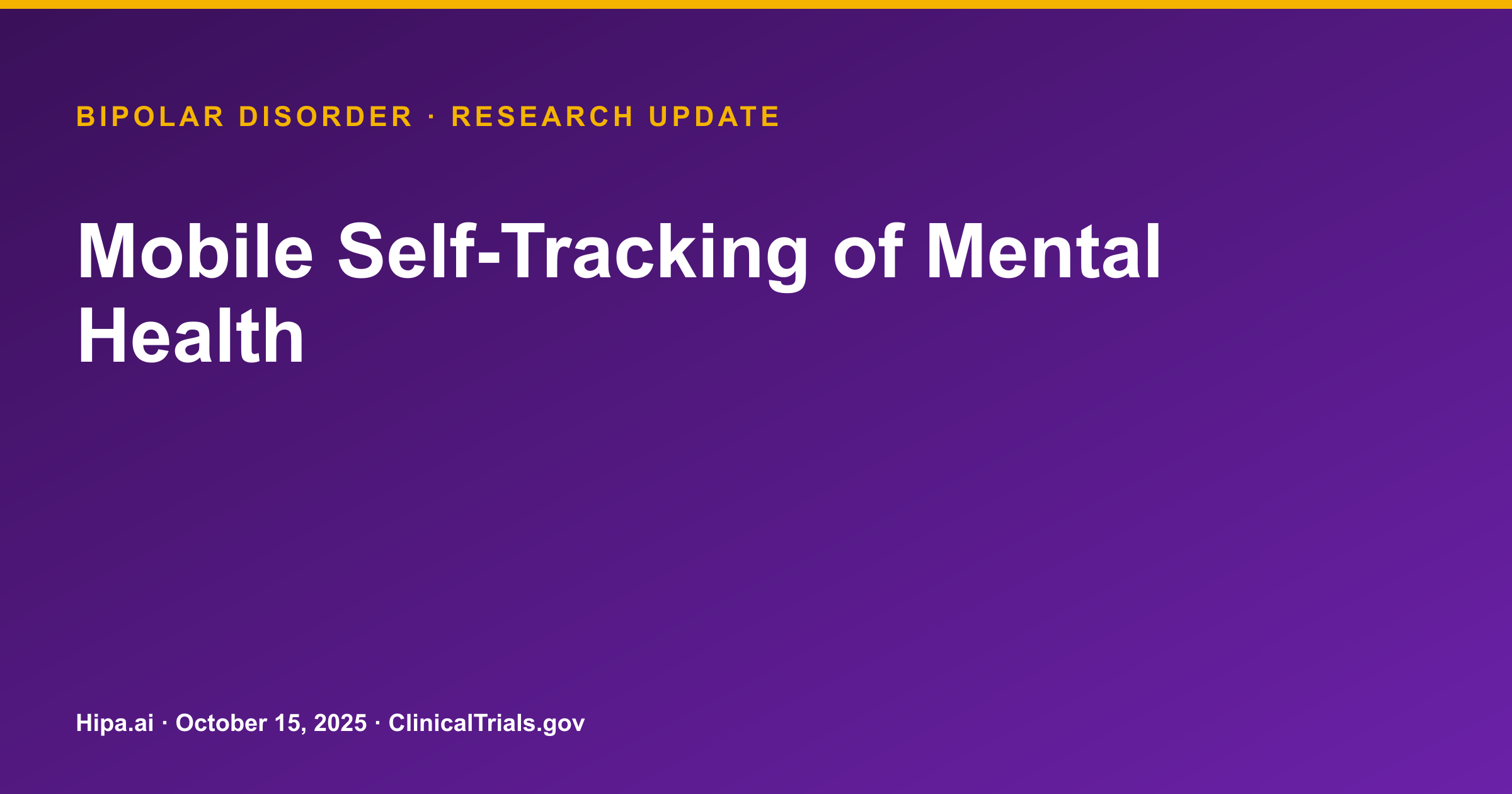Bipolar Disorder: Mobile Self-Tracking Trial Posts Feasibility Results — research update card