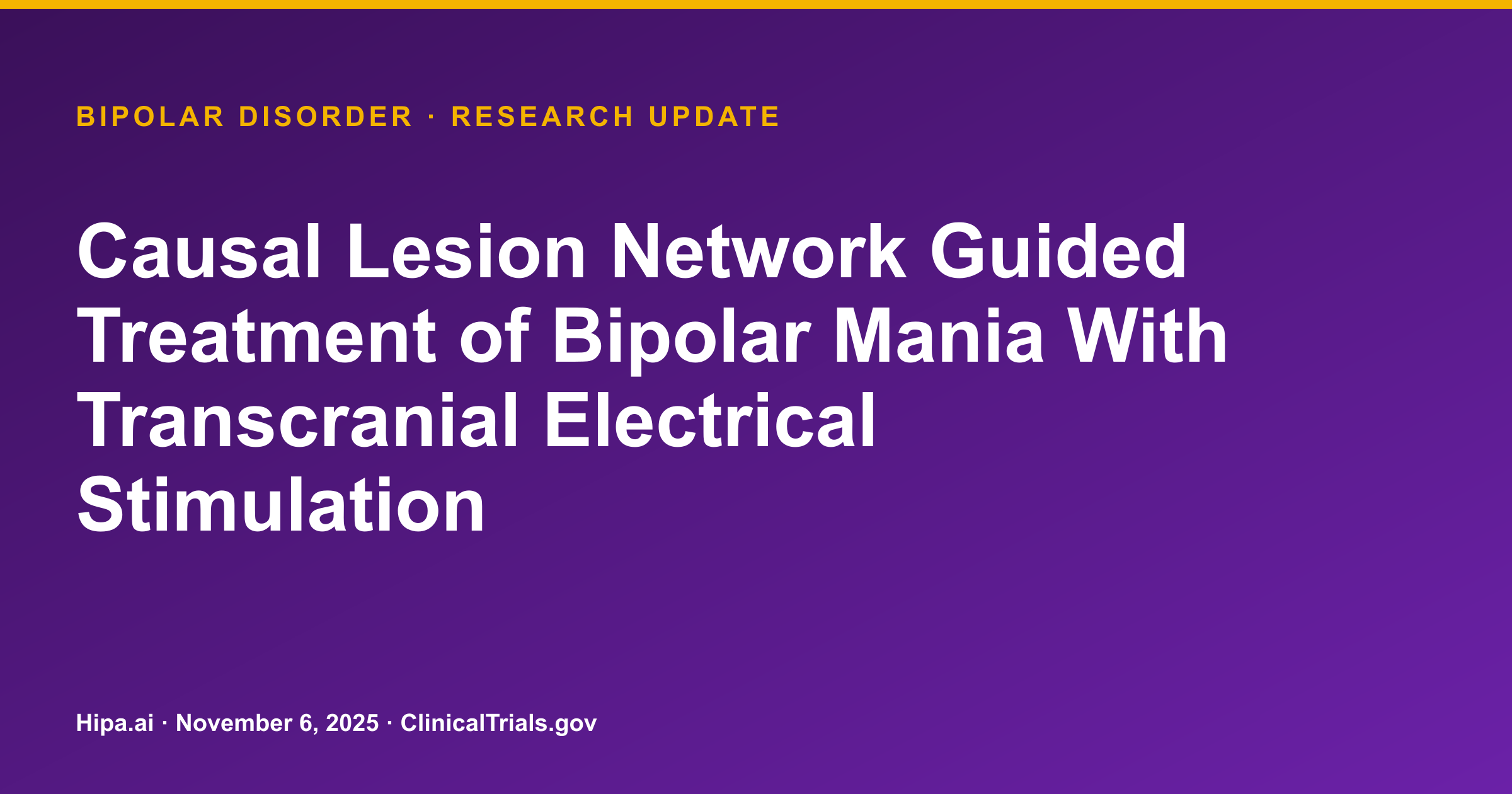 Bipolar Disorder: Transcranial Electrical Stimulation Trial Results Posted — research update card