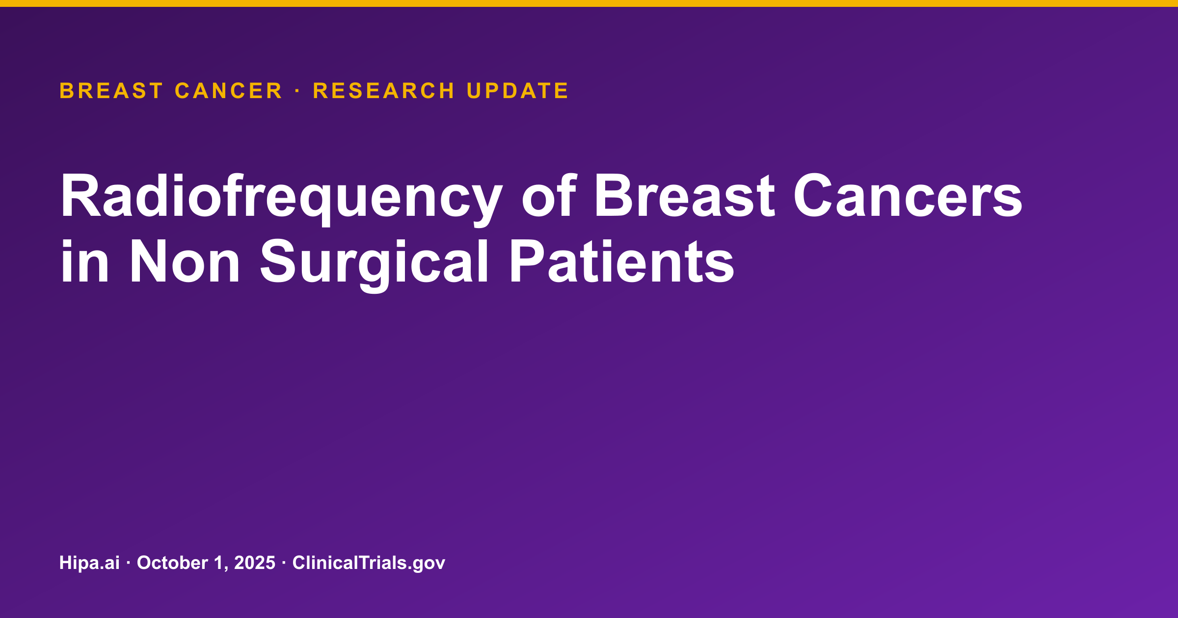 Breast Cancer: US-RF + Endocrine Therapy Trial Reports Recurrence Data — research update card