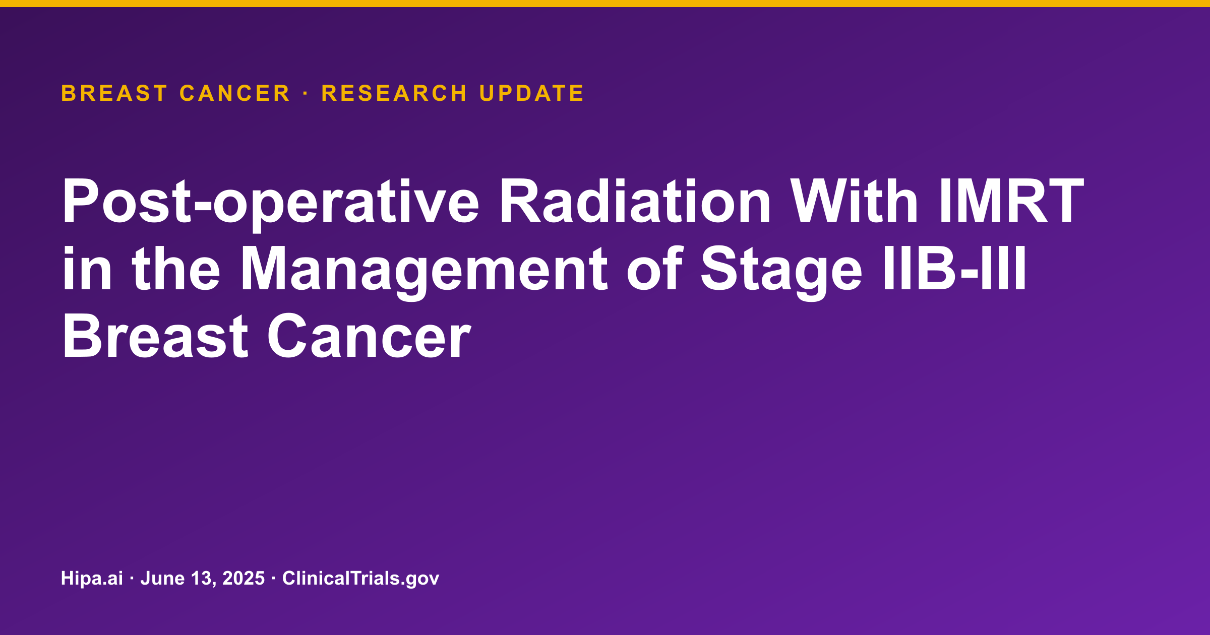 Breast Cancer: IMRT Trial Reports No Acute or Late Radiation Toxicities — research update card