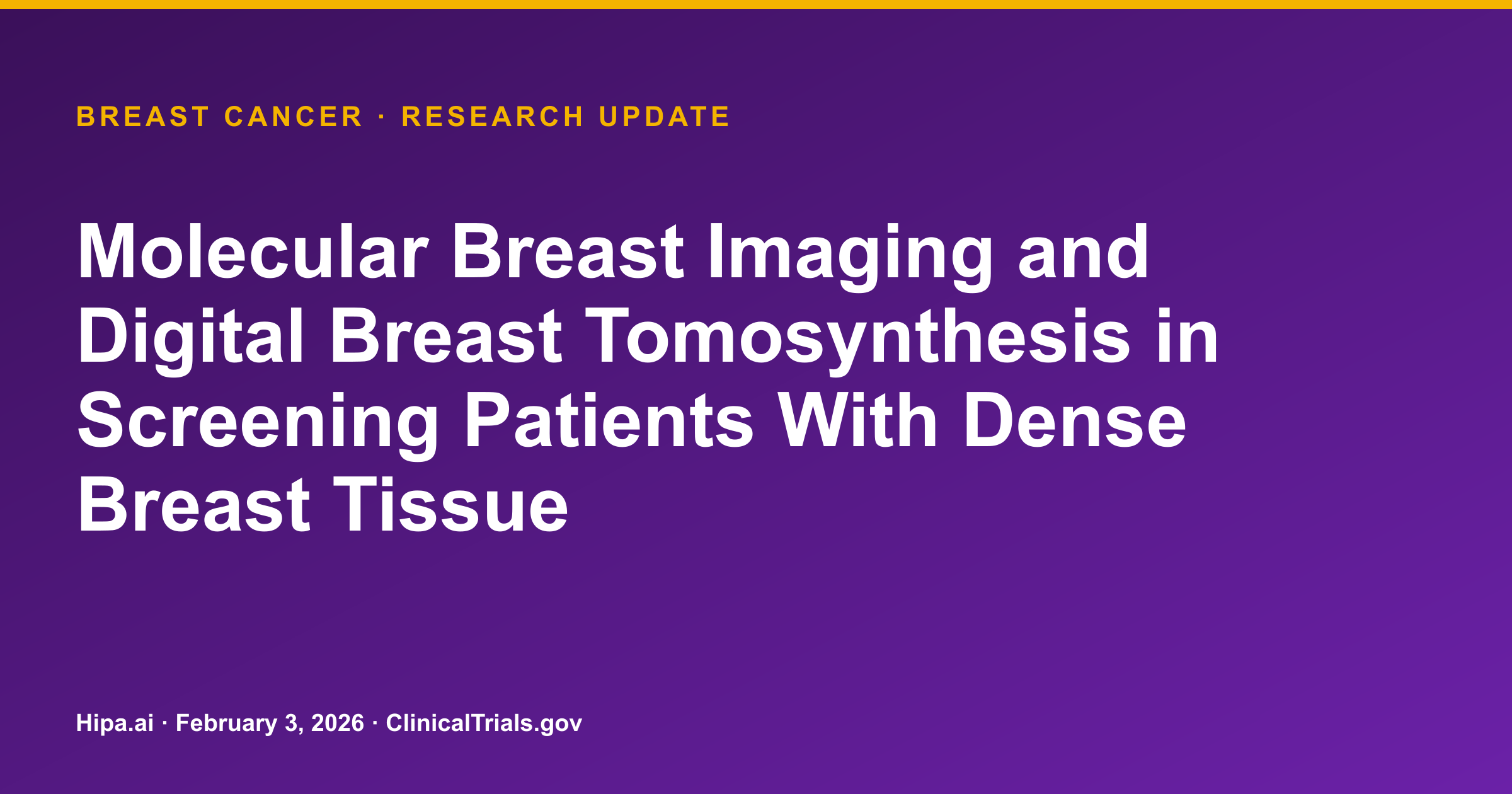 Breast Cancer: Molecular Breast Imaging and Tomosynthesis Detection Rates Posted — research update card