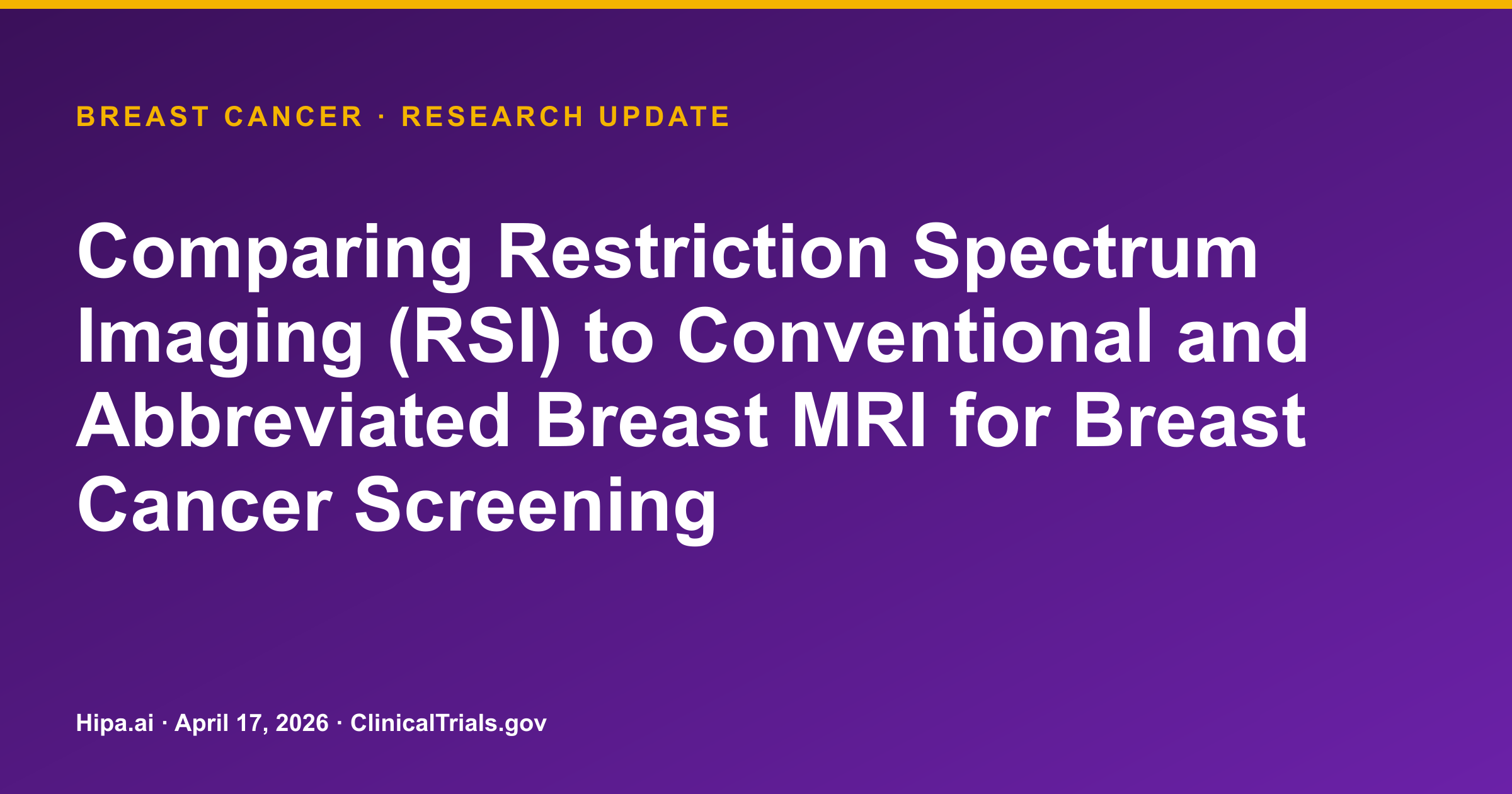 Breast Cancer: RSI Screening Identified Zero Cancers in Completed Trial — research update card