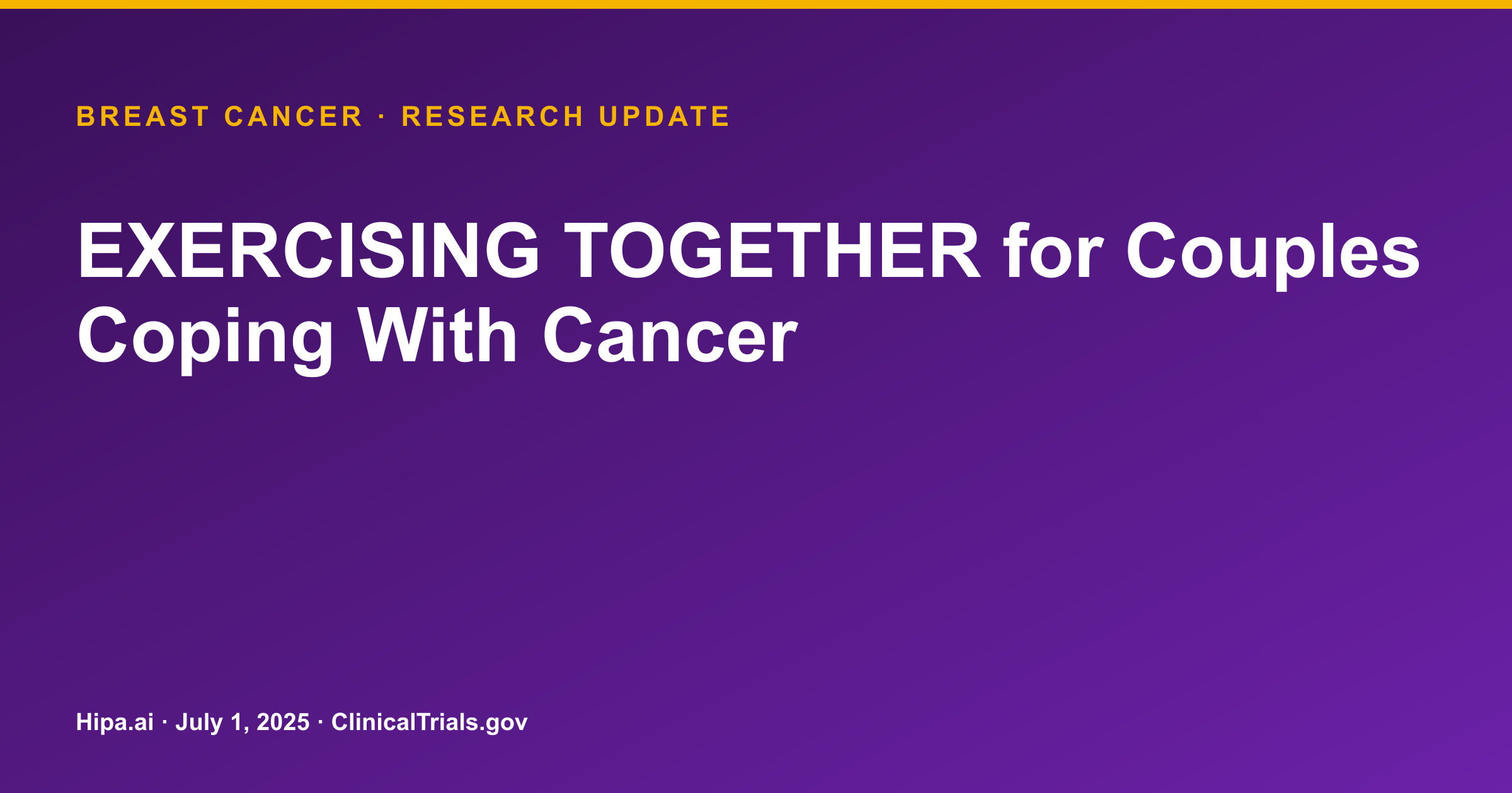 Breast Cancer: Exercising Together Trial Posts Dyadic Coping Results — research update card
