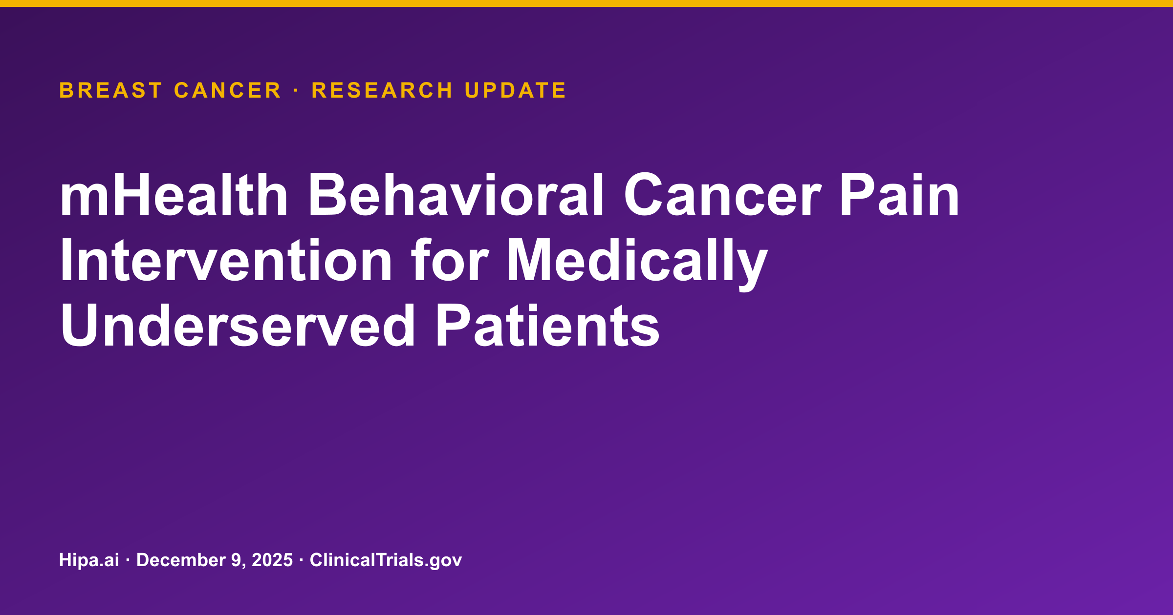 Breast Cancer: mHealth Pain Coping Skills Training Results Posted — research update card