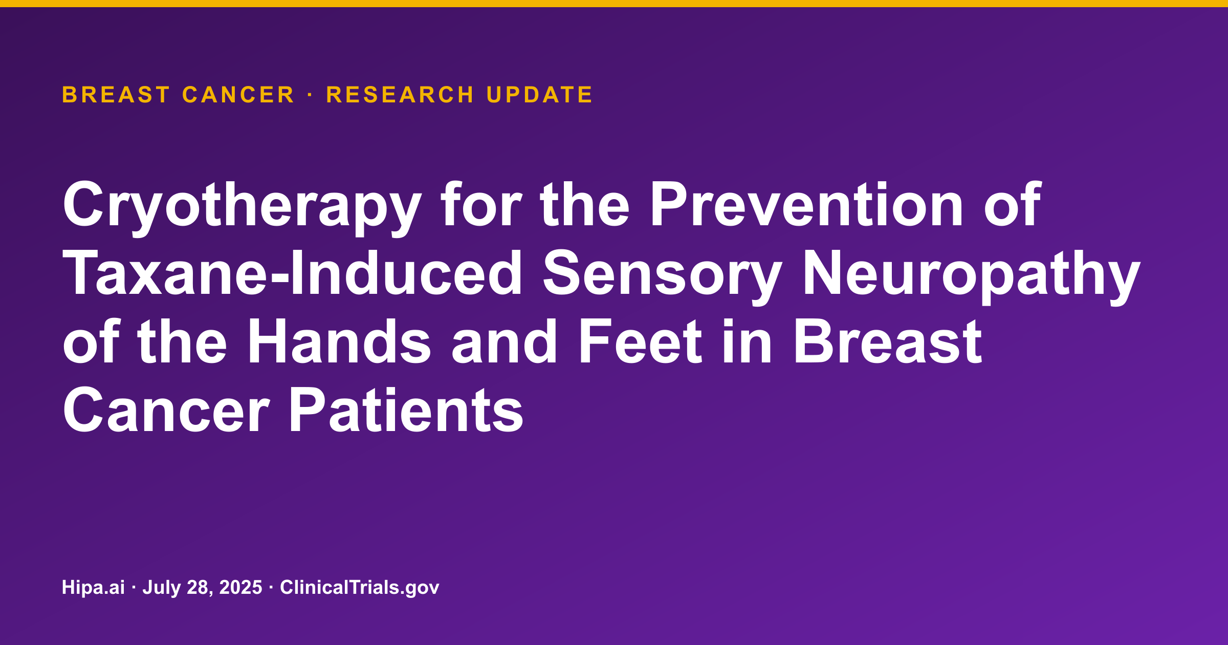 Breast Cancer: Cryotherapy Trial Posts Neuropathy Prevention Incidence Data — research update card