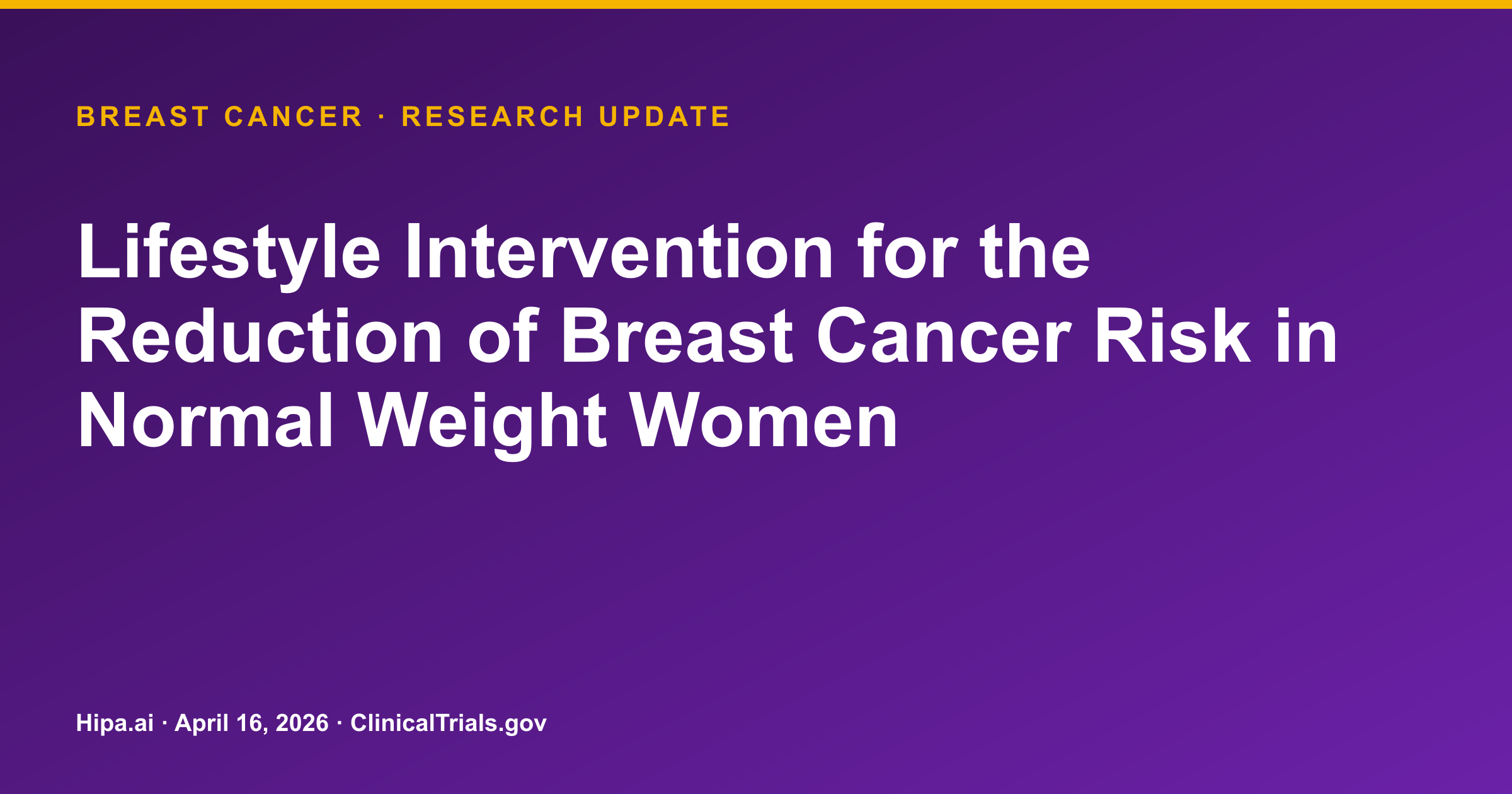 Breast Cancer Lifestyle Intervention Trial Posts Feasibility Results — research update card