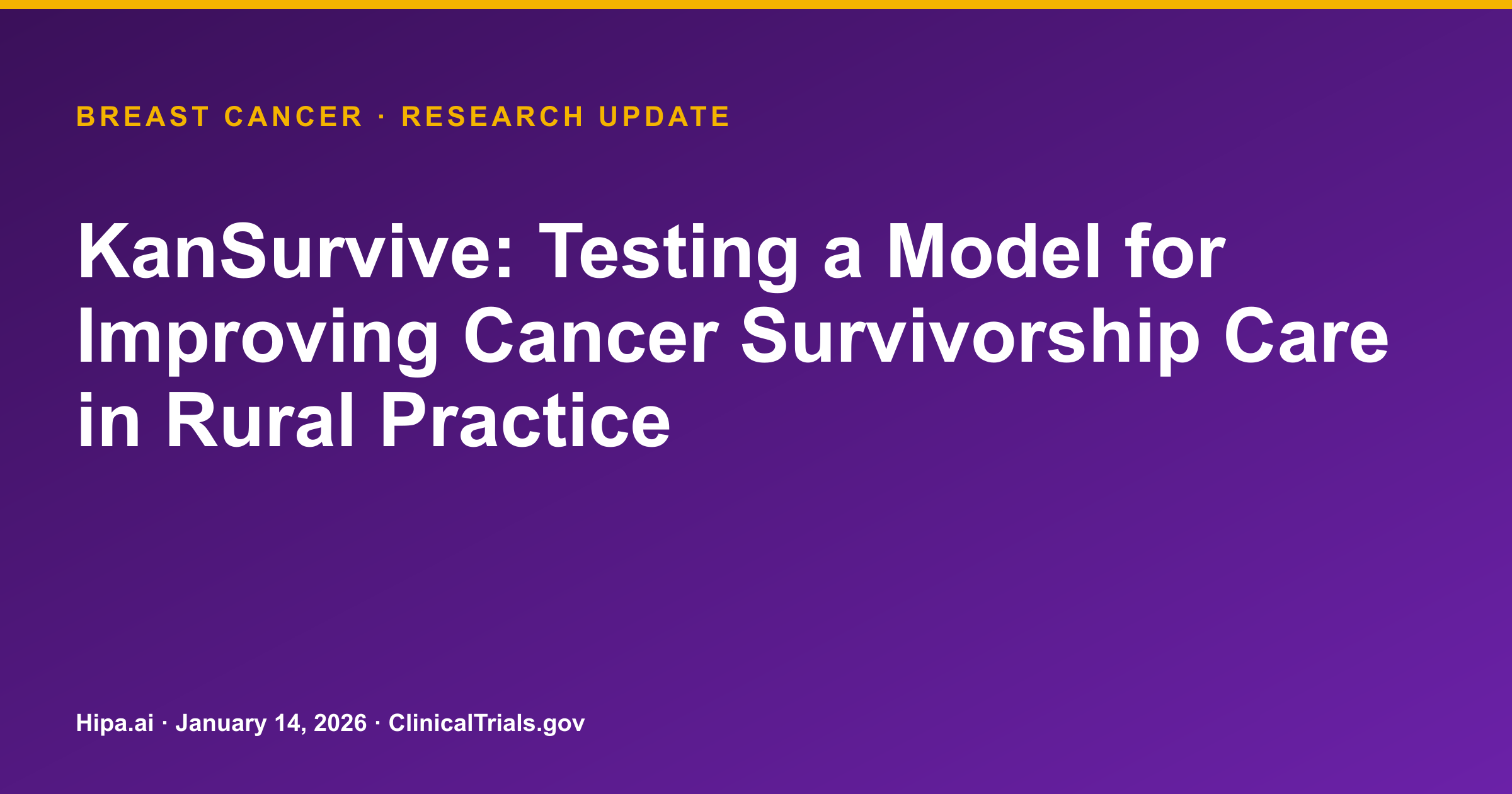 KanSurvive-ECHO: Mixed Results for Cancer Survivorship Care Metrics — research update card