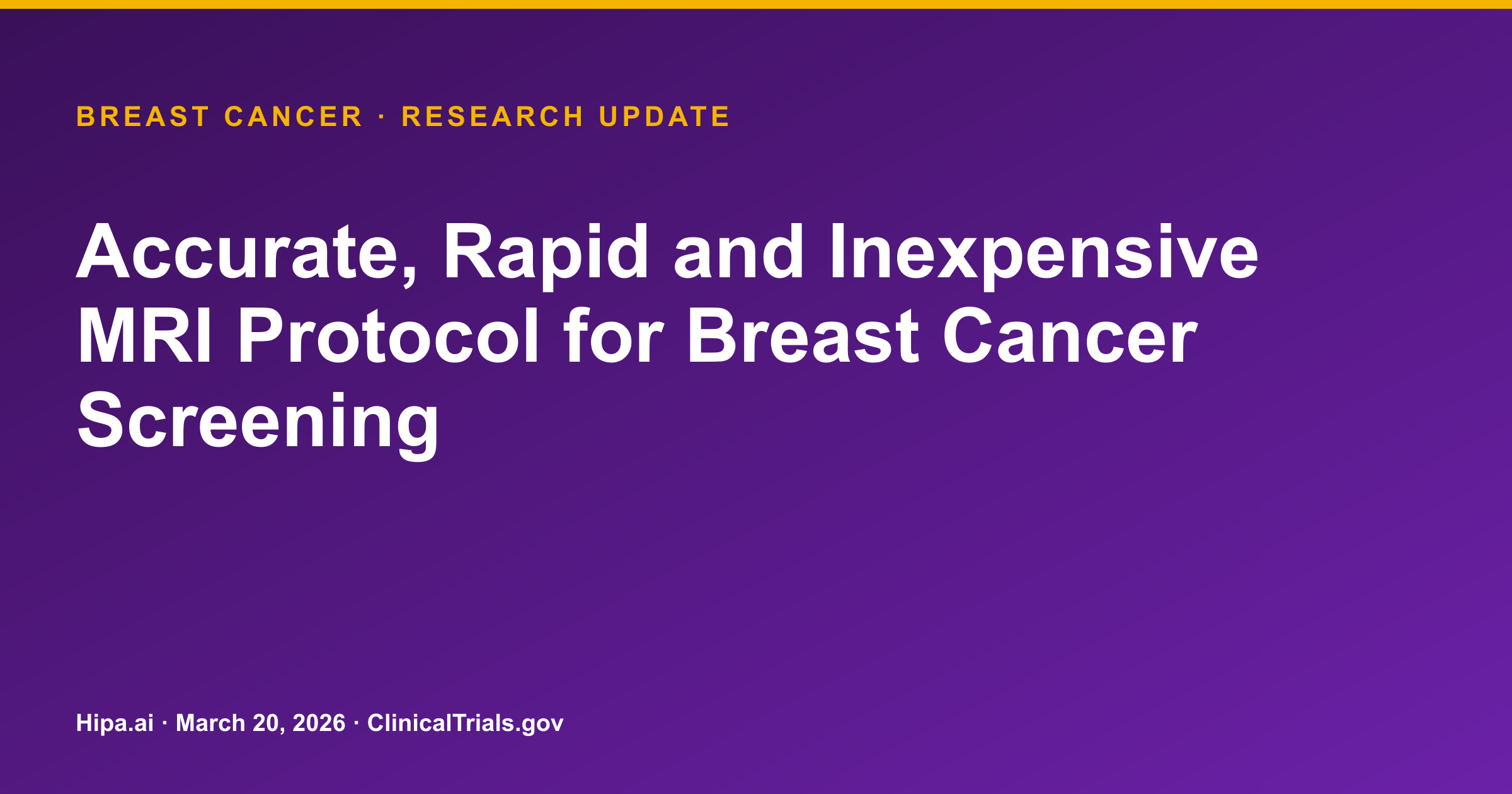 Breast Cancer MRI Screening Trial Terminated, Posts Initial True Positive Data — research update card