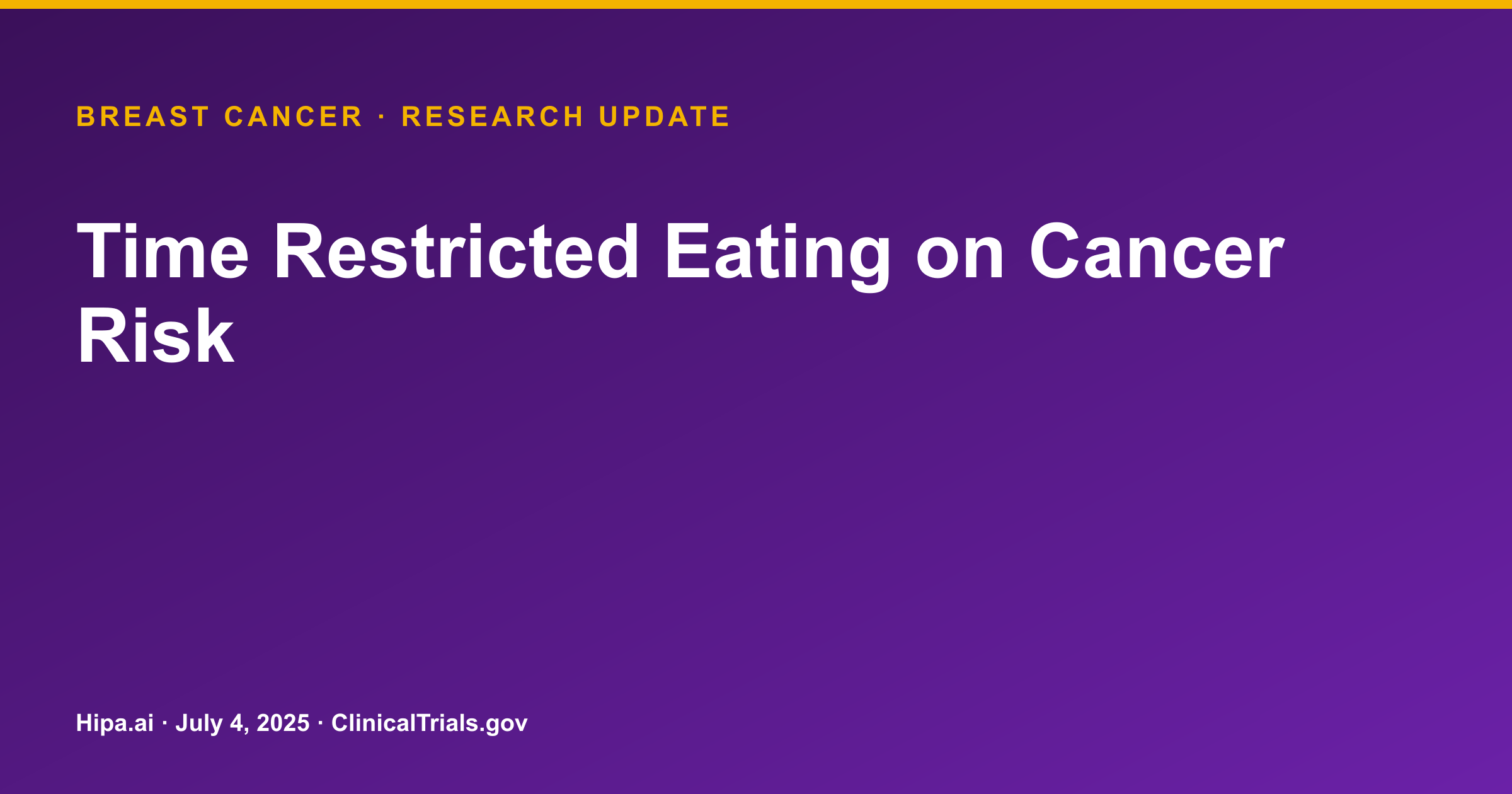 Breast Cancer: Time Restricted Eating Trial Results Posted — research update card