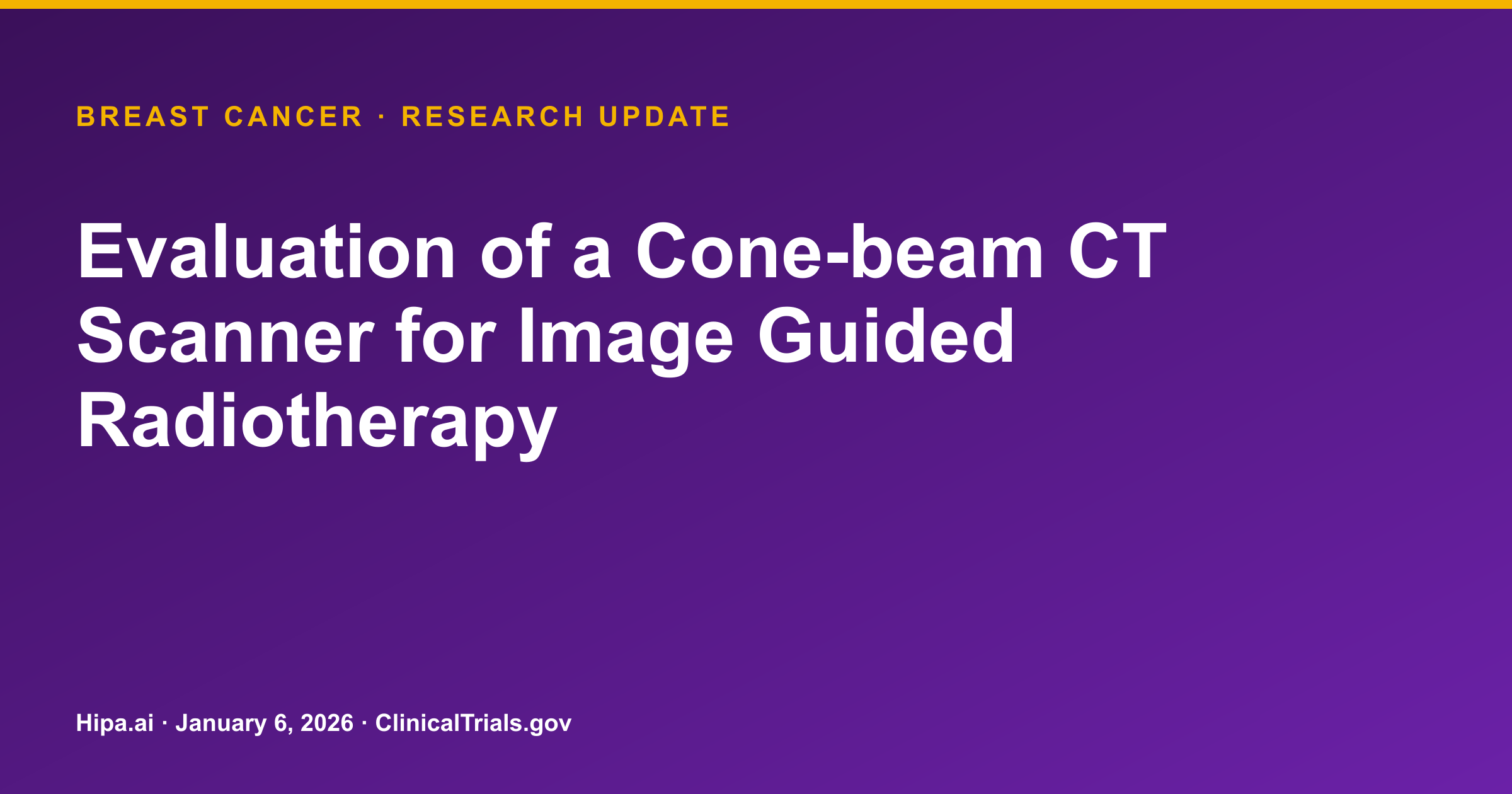 New Cone-beam CT Scanner for Radiotherapy: Image Quality Results Posted — research update card