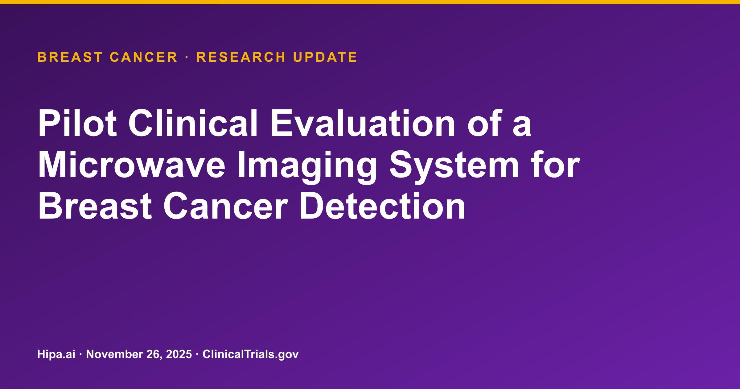 Breast Cancer: Microwave Imaging System Shows 90.32% Lesion Detectability — research update card