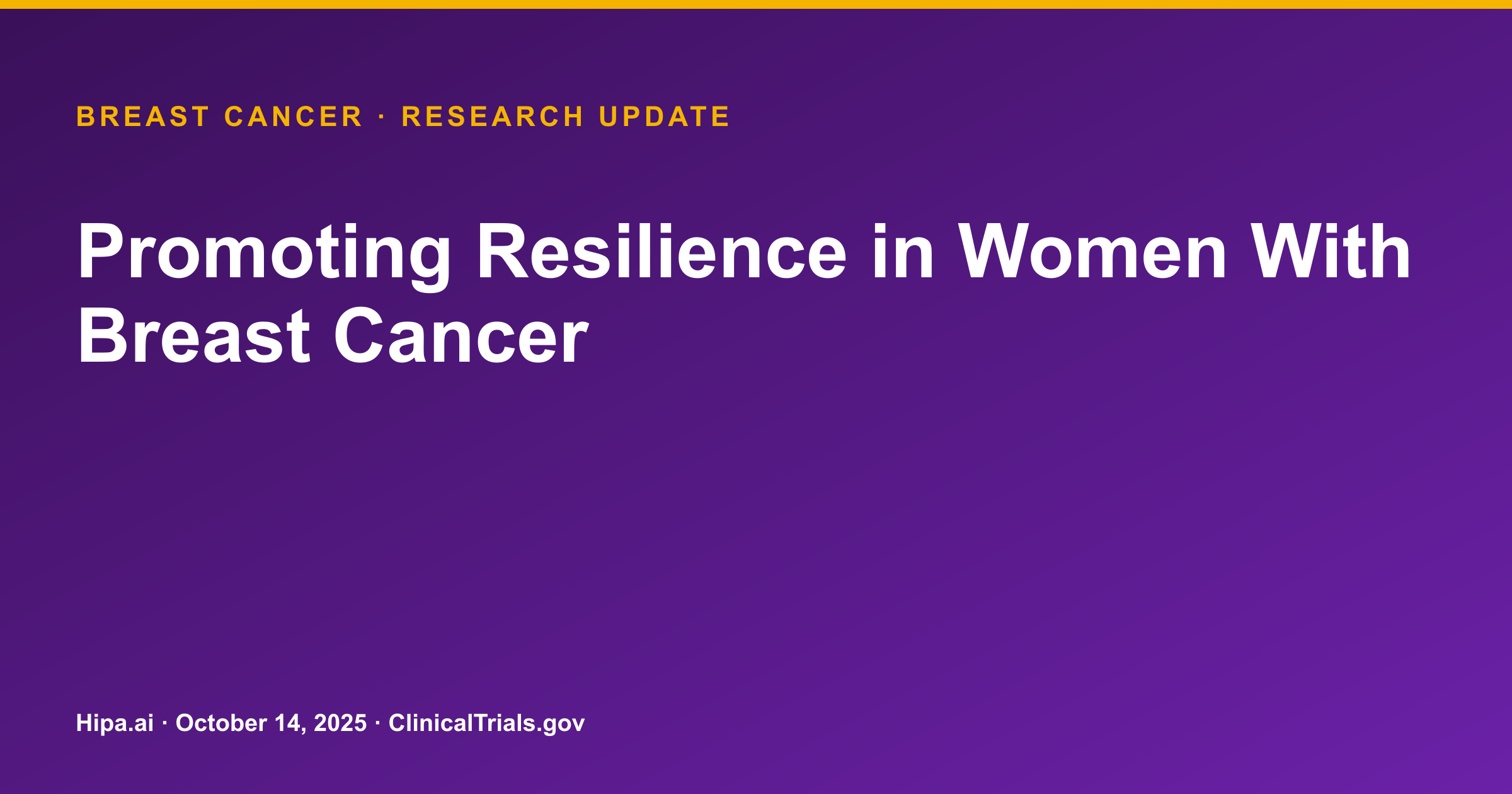 Breast Cancer: PRISM Intervention Improves Resilience and Growth — research update card