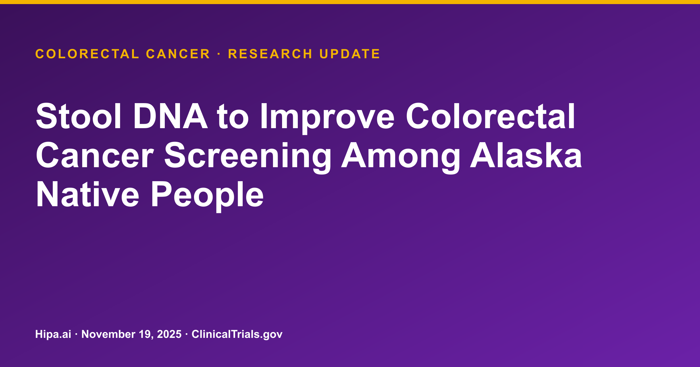 Colorectal Cancer Screening Rates Increase in Alaska Native Study — research update card