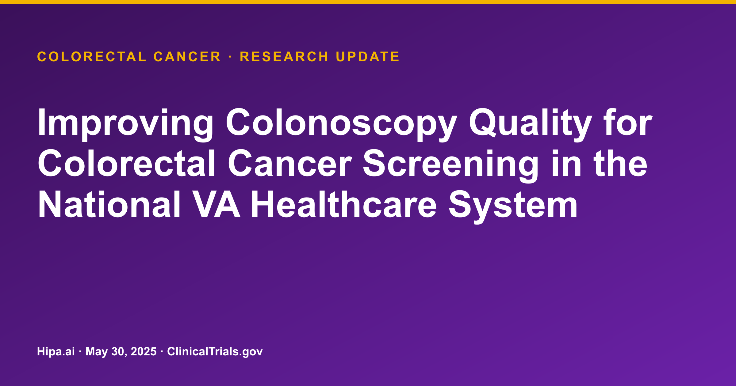 Colorectal Cancer: VA Study Posts Adenoma Detection Rate Results — research update card