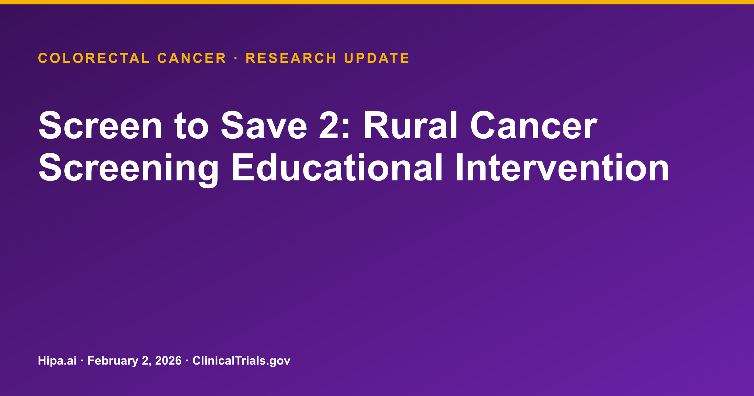 Colorectal Cancer: Educational Intervention Results Posted — research update card