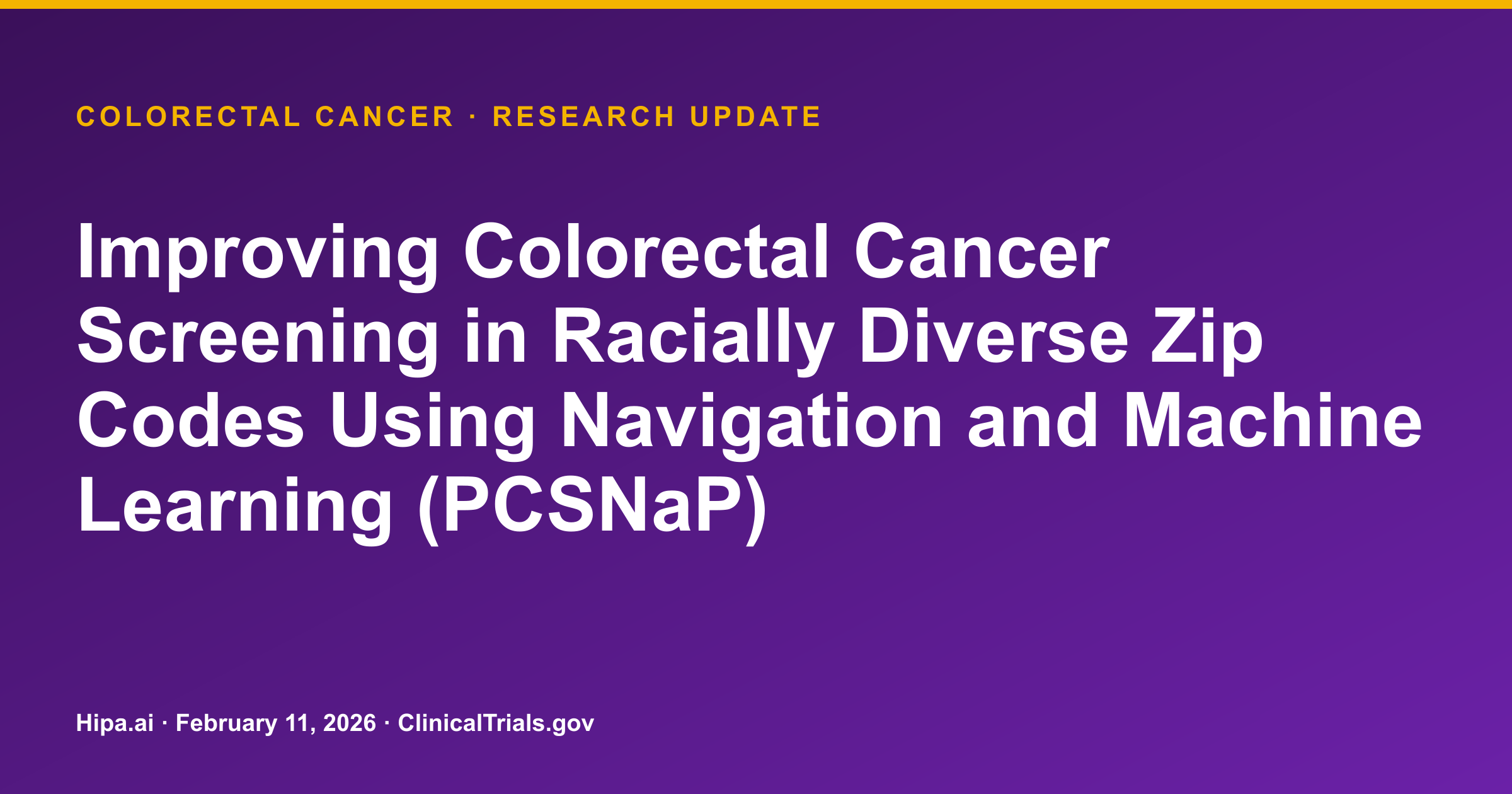 Colorectal Cancer Screening Study Posts Results: 92 Participants Completed… — research update card