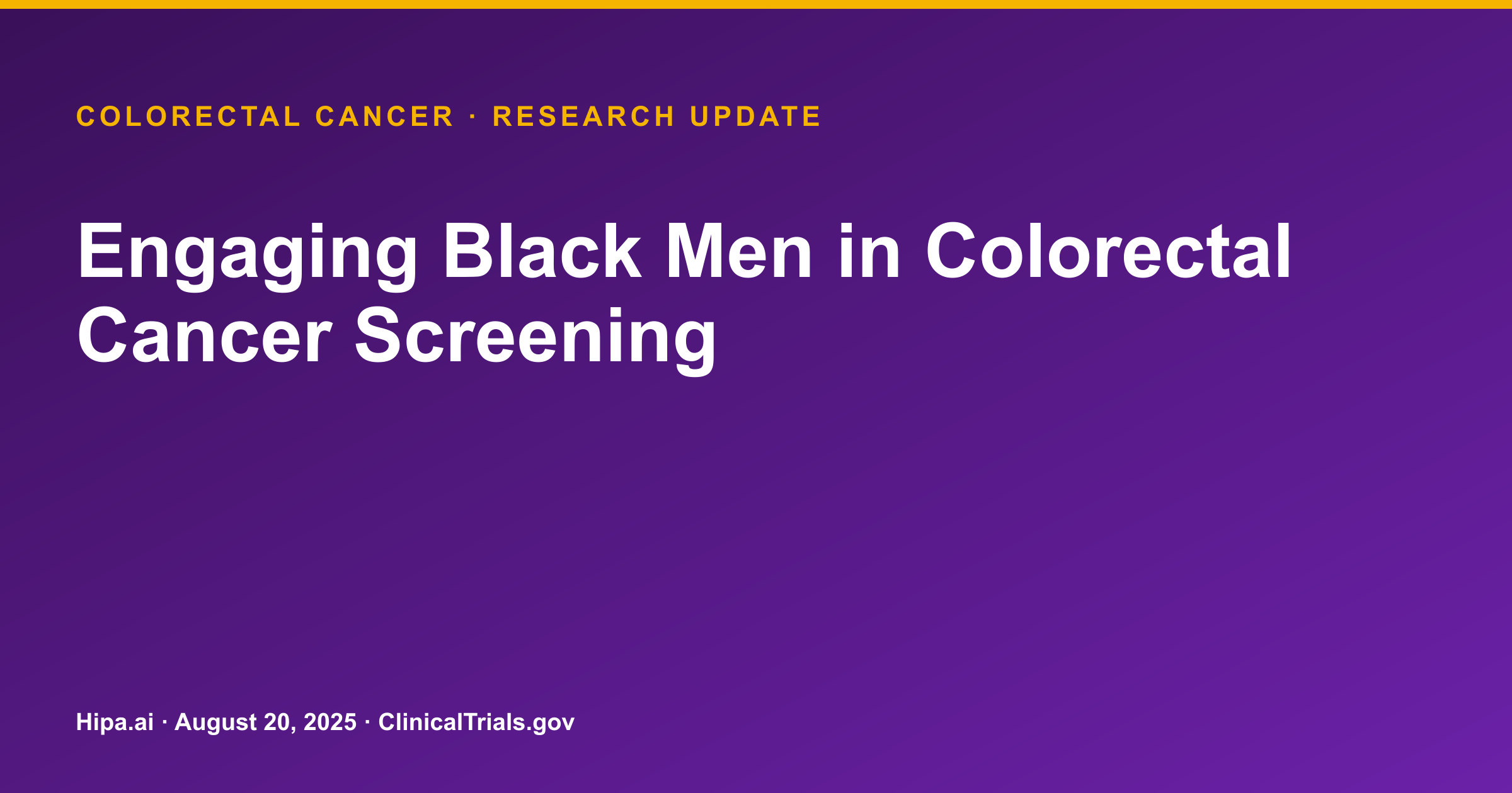 Colorectal Cancer: mHealth App Feasibility Study Enrolls 30 Black Men — research update card