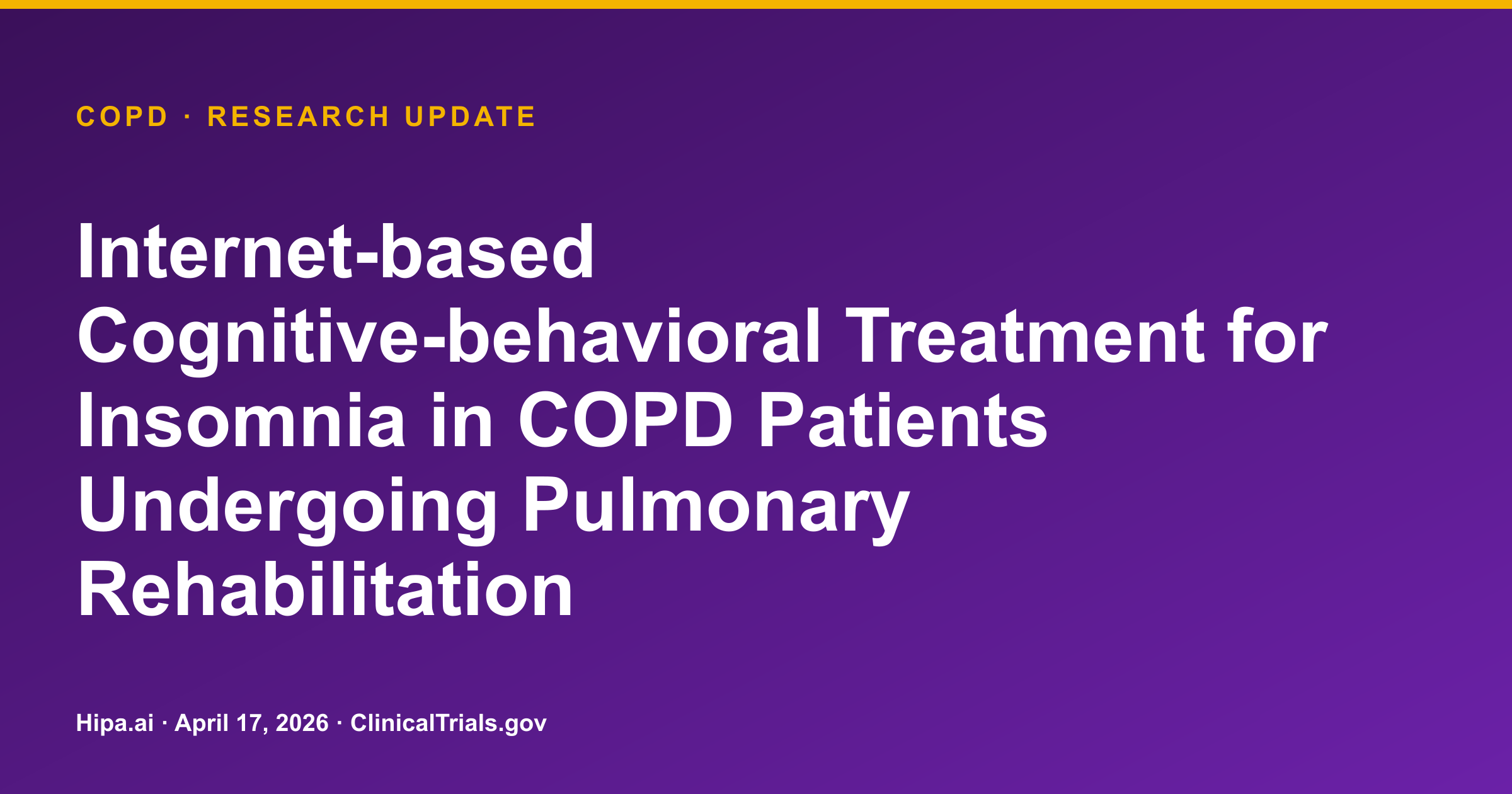 Internet CBT for Insomnia in COPD Patients Shows Non-Significant Trend — research update card