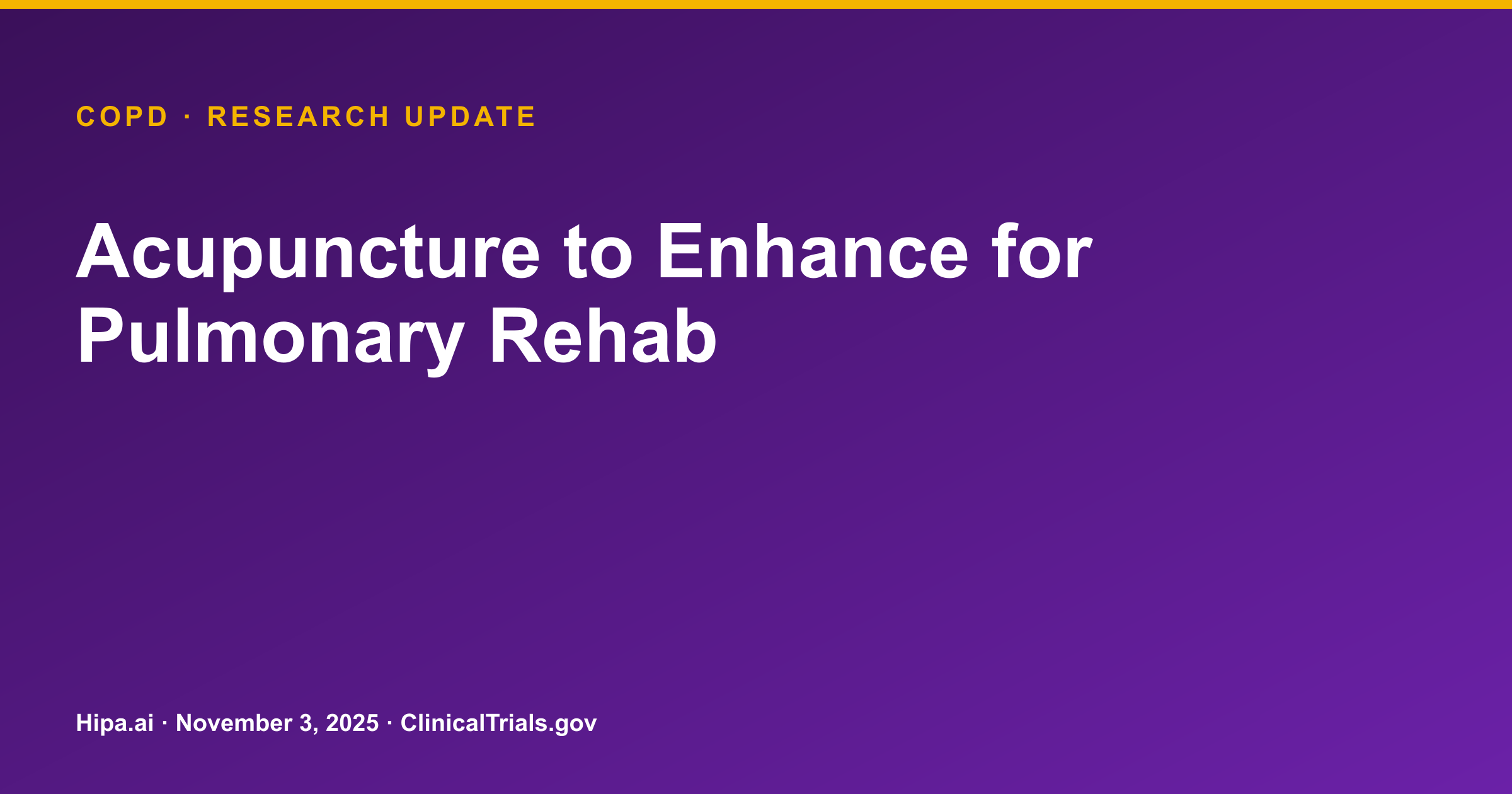 COPD Acupuncture Trial Shows FEV1 Change of 1.38 L, Terminated Early — research update card