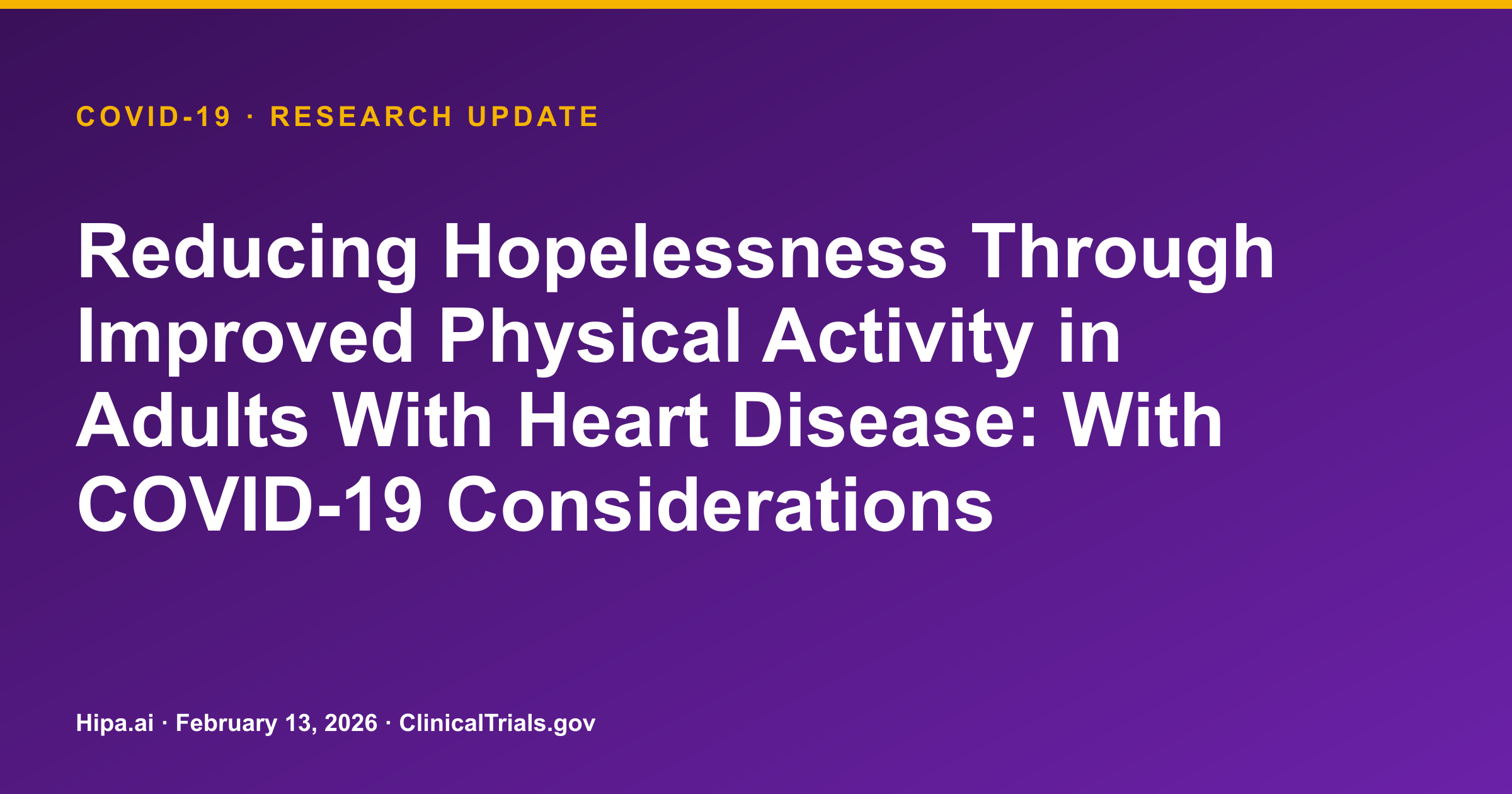 Heart Disease Trial: Interventions Showed Slight Hopelessness Reduction — research update card