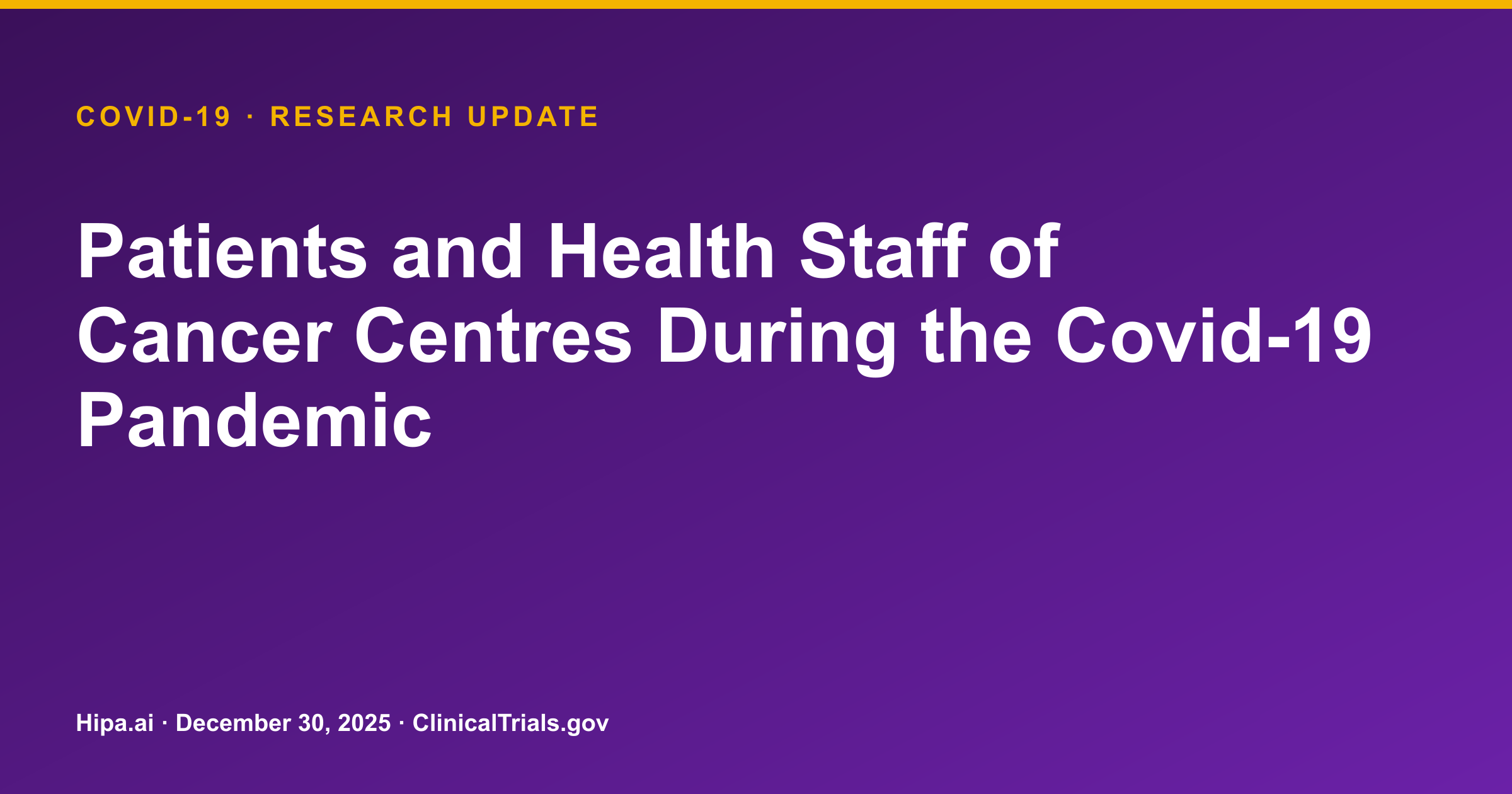 COVID-19: Cancer Center Staff and Patients Show Confirmed Infection Rates — research update card