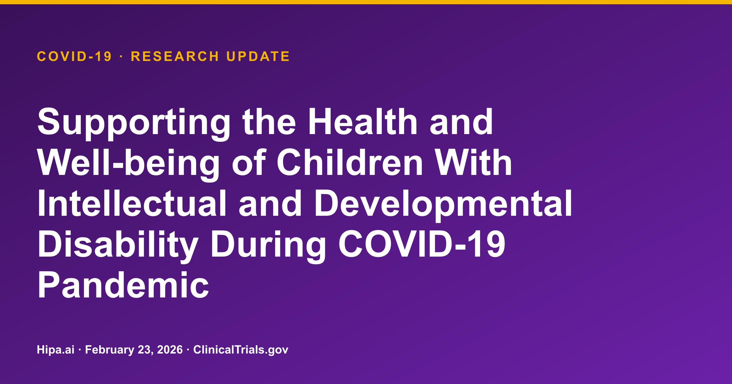 COVID-19 Testing Strategies for Children with IDD: Trial Results Posted — research update card
