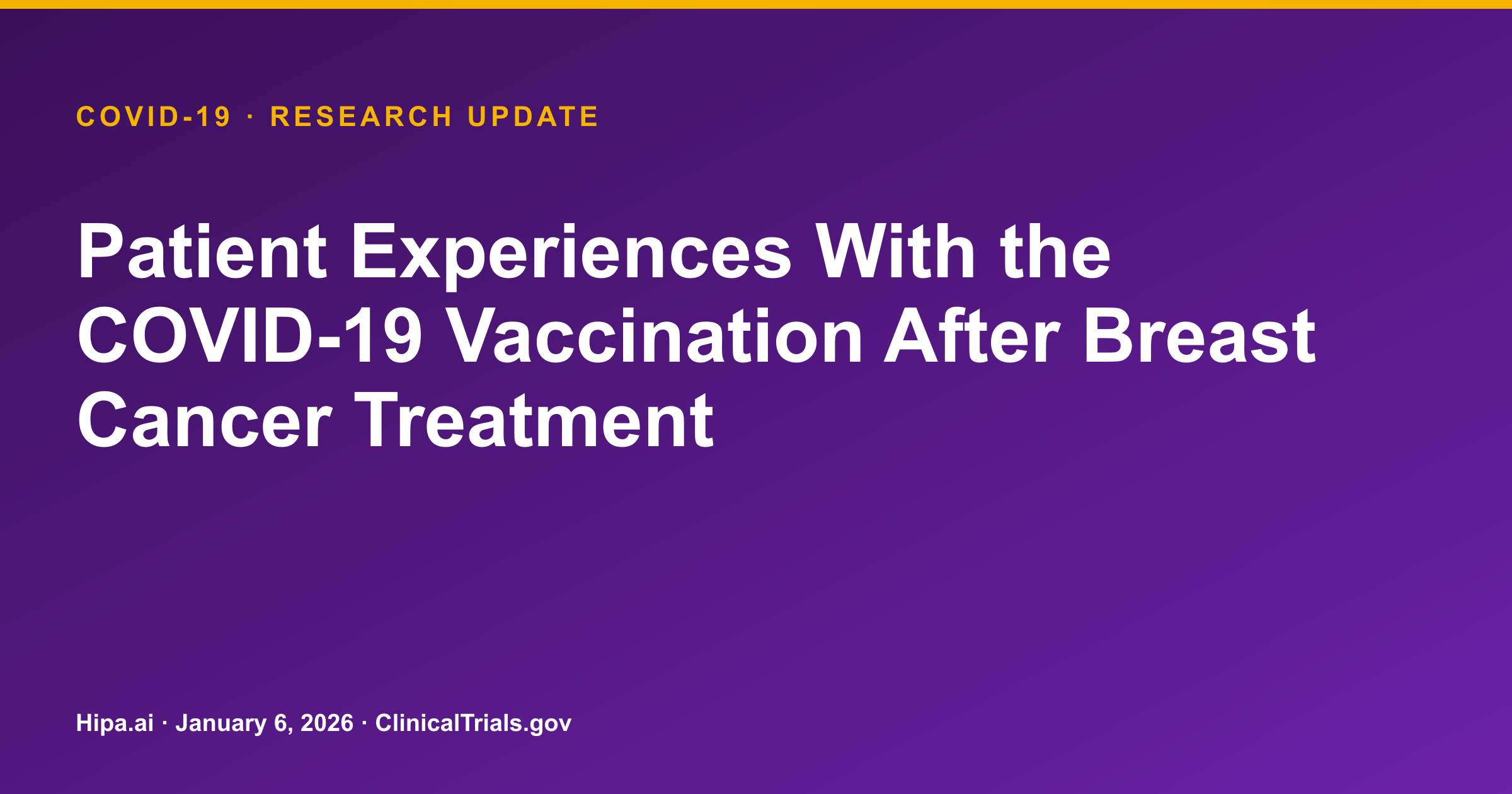 COVID-19 Vaccination: Lymph Node Swelling Data in Breast Cancer Patients — research update card