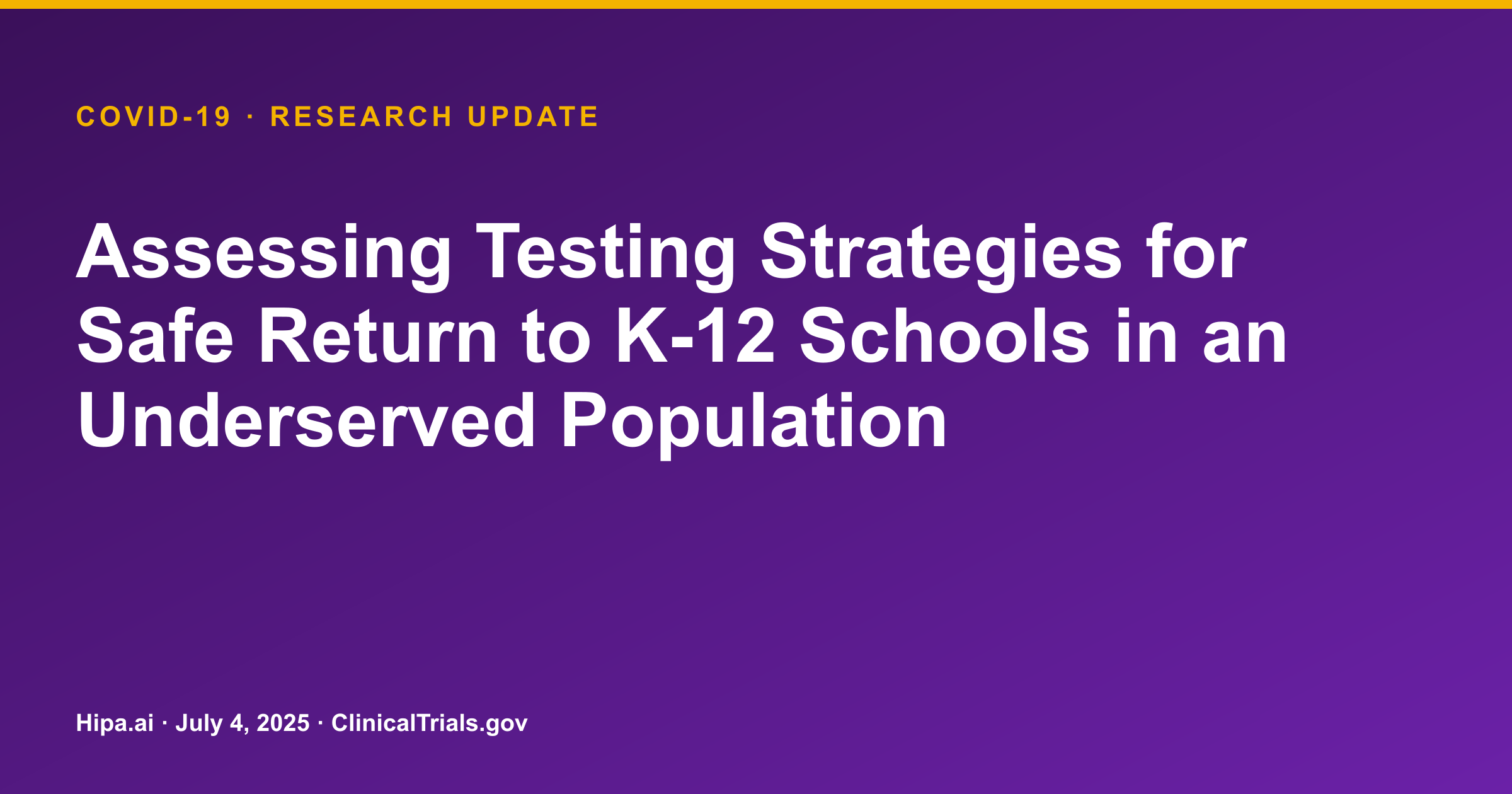 COVID-19 School Testing Strategies Show No Significant Difference — research update card