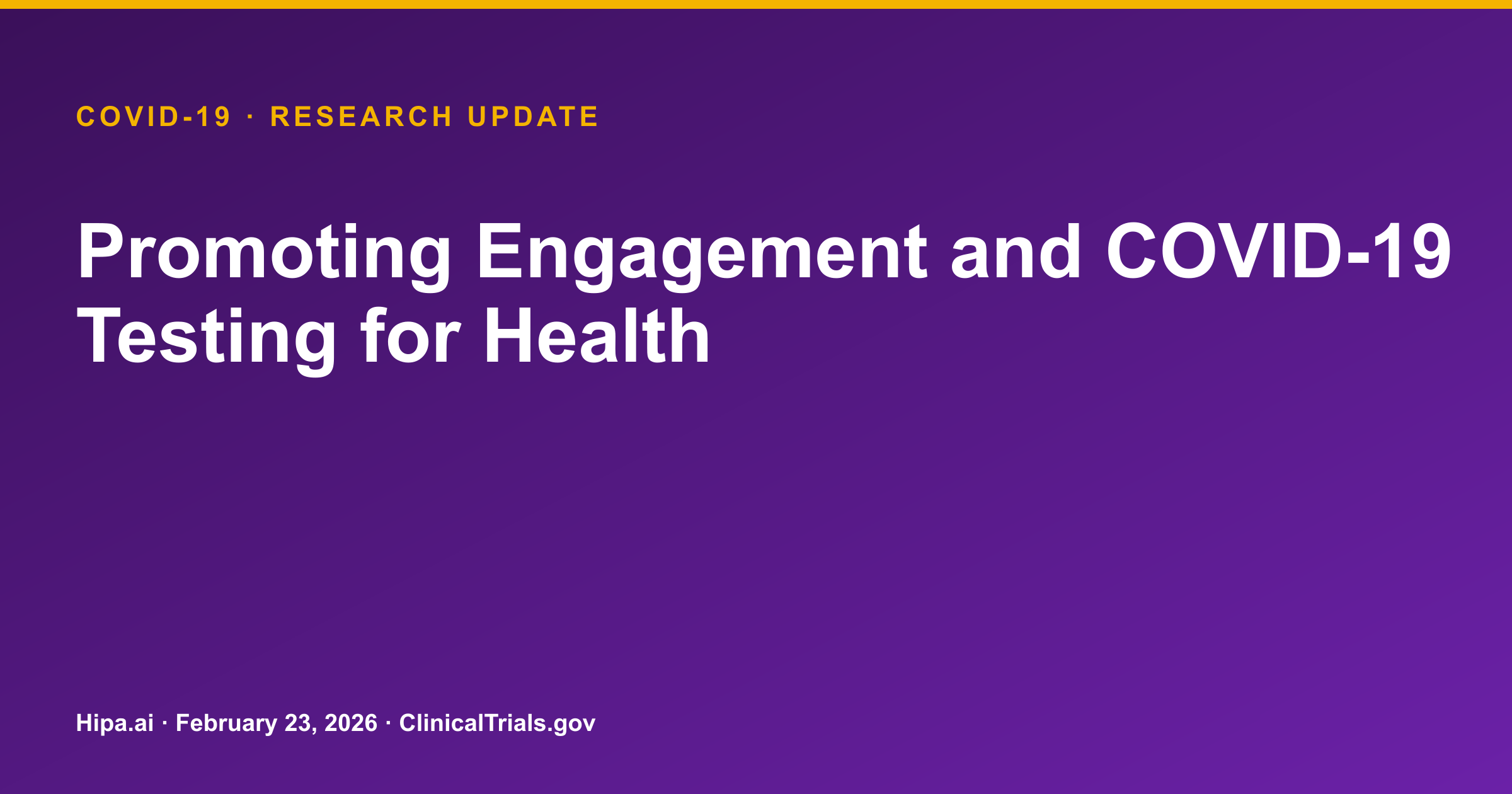 PEACH2 COVID-19 Study Posts Engagement and Testing Results — research update card