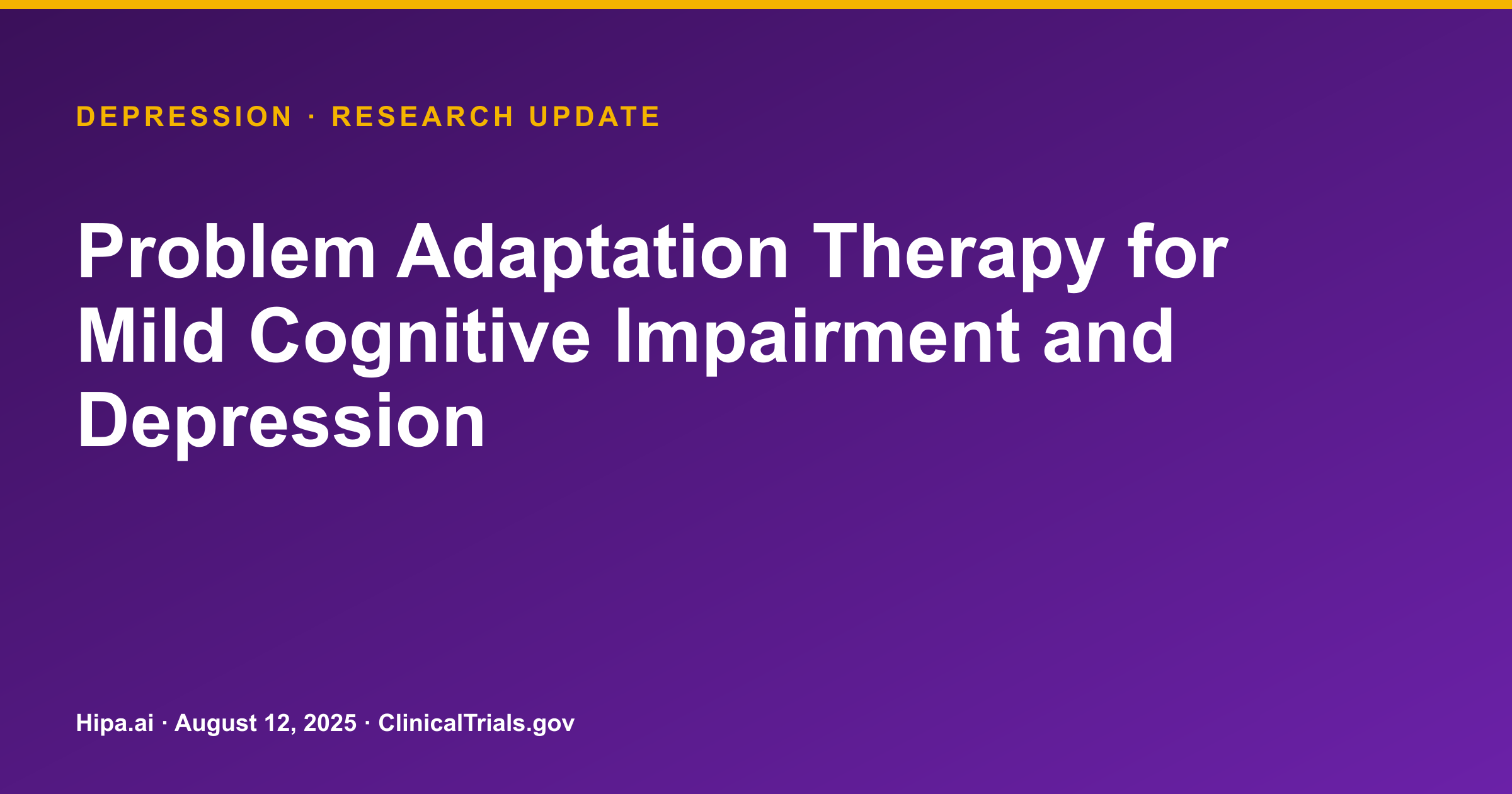 Depression: PATH-MCI and Supportive Therapy Show Similar Cognitive Outcomes — research update card