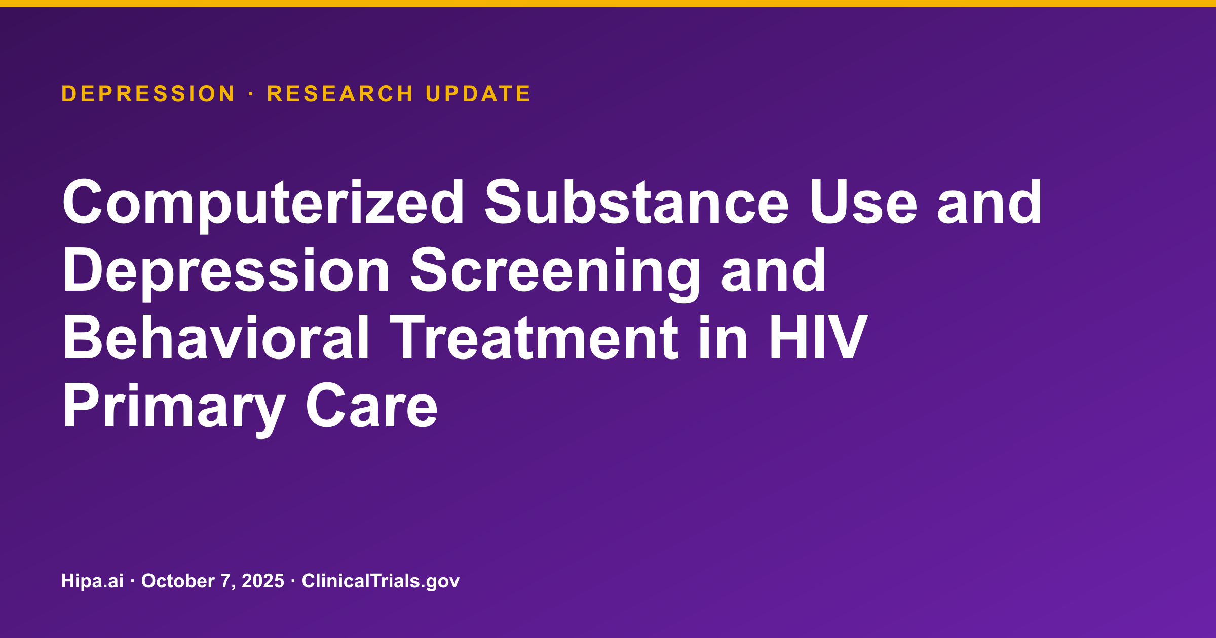 Depression Screening Rates Increase in HIV Primary Care Study — research update card