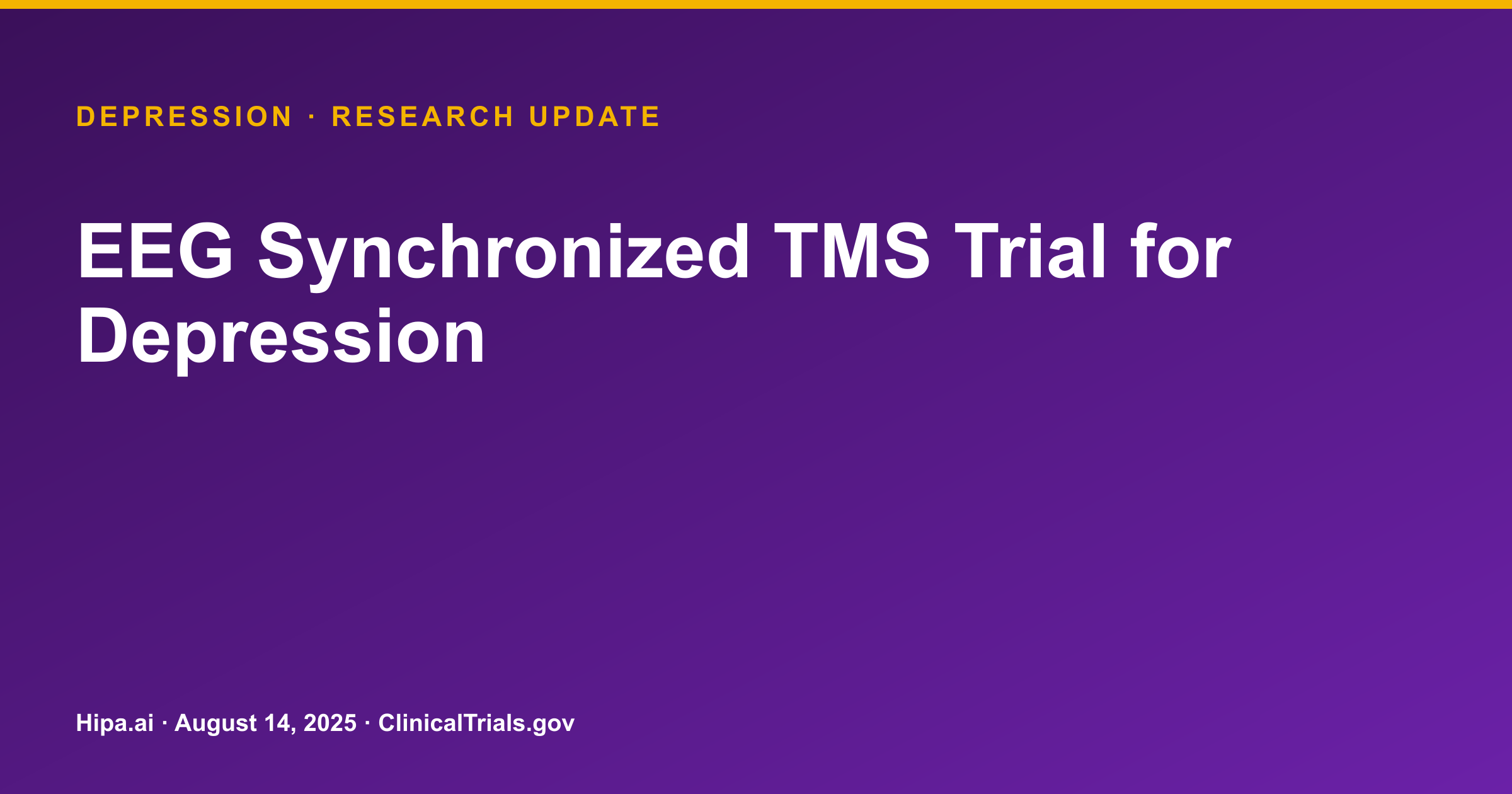 Depression: EEG Synchronized TMS Trial Shows No Significant Remission Rate… — research update card