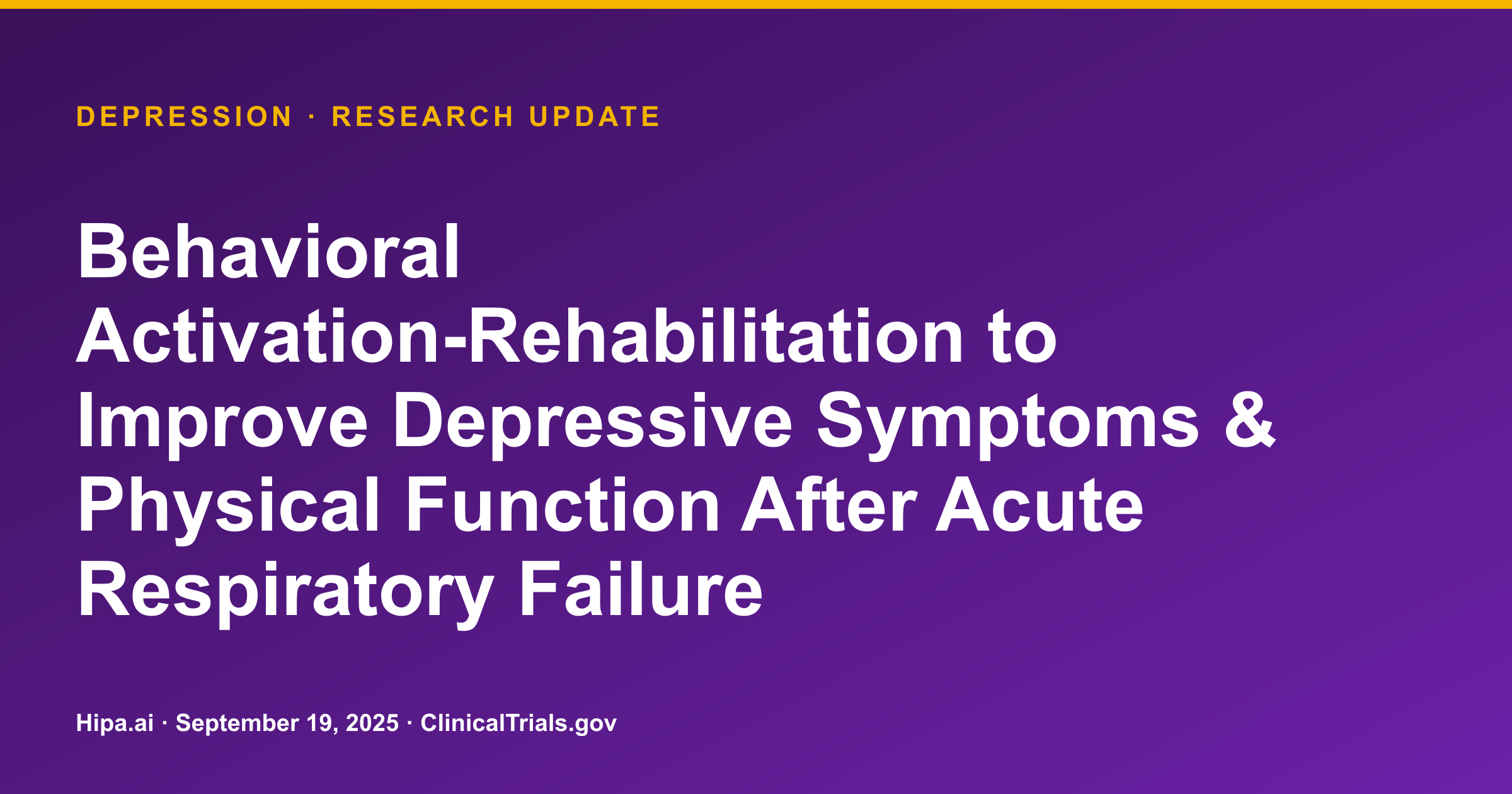 Behavioral Activation-Rehabilitation for Depression: Feasibility Results Posted — research update card