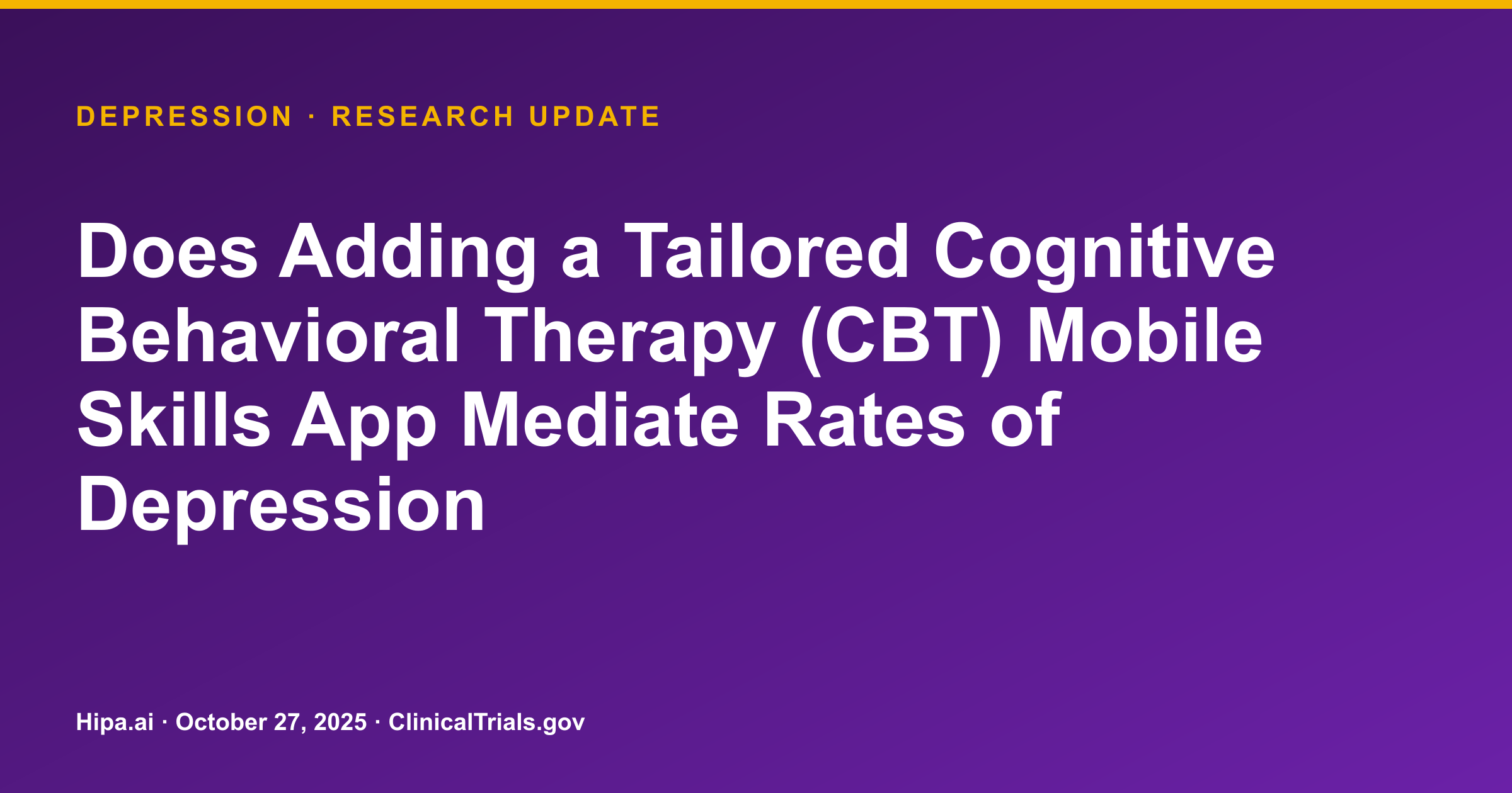 Depression: CBT Mobile App Augmentation Shows Higher PHQ-9 Least Squares Mean — research update card
