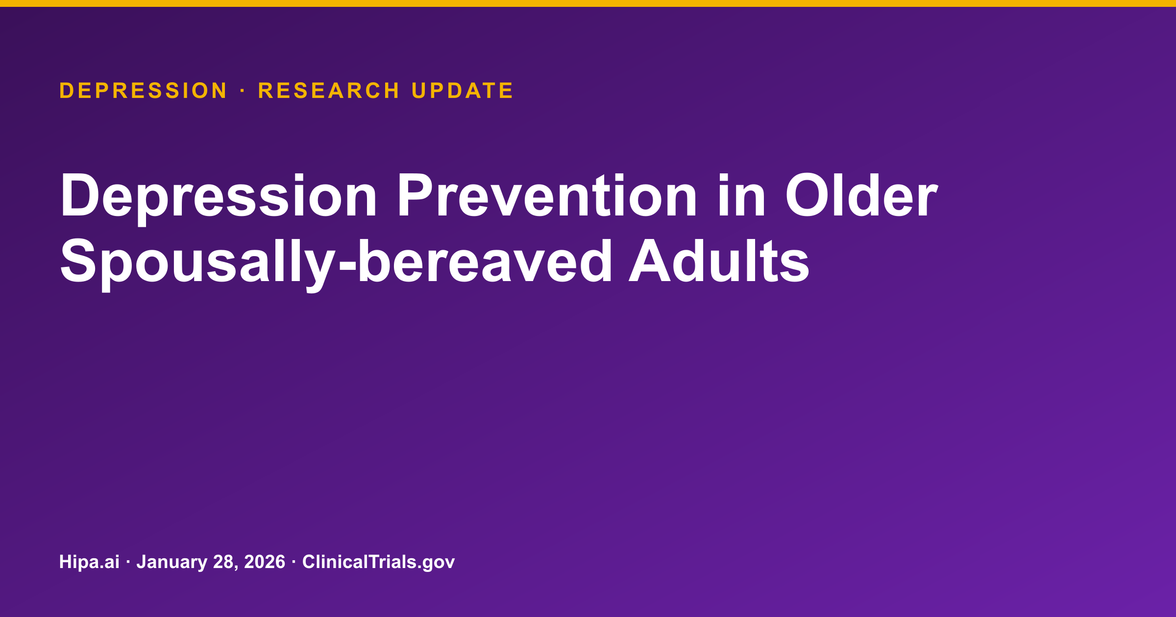 Depression Prevention Trial Shows Reduced Symptom Burden in Older Bereaved… — research update card