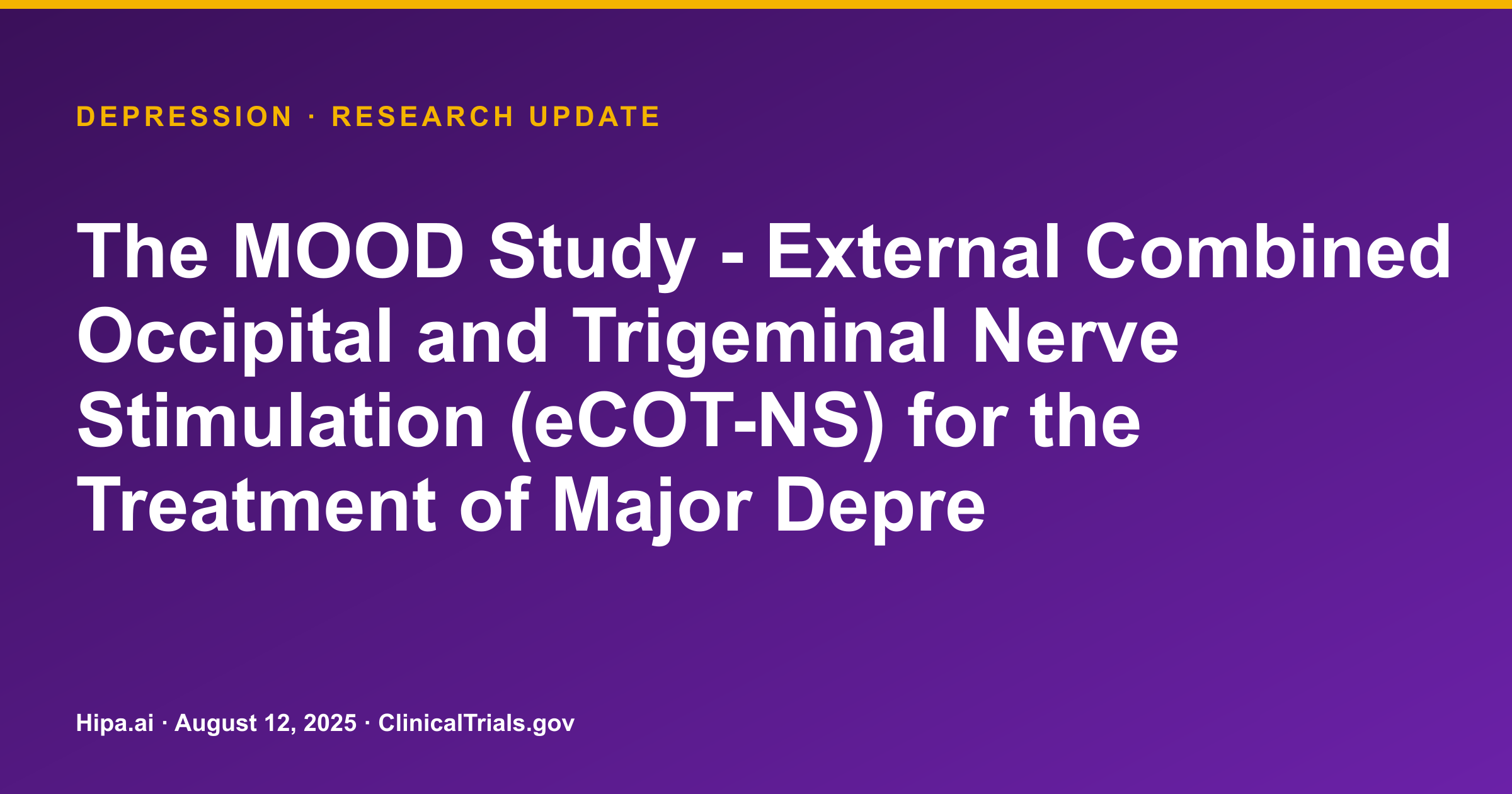 Depression: eCOT-NS Shows Greater Reduction in Symptoms Than Sham — research update card